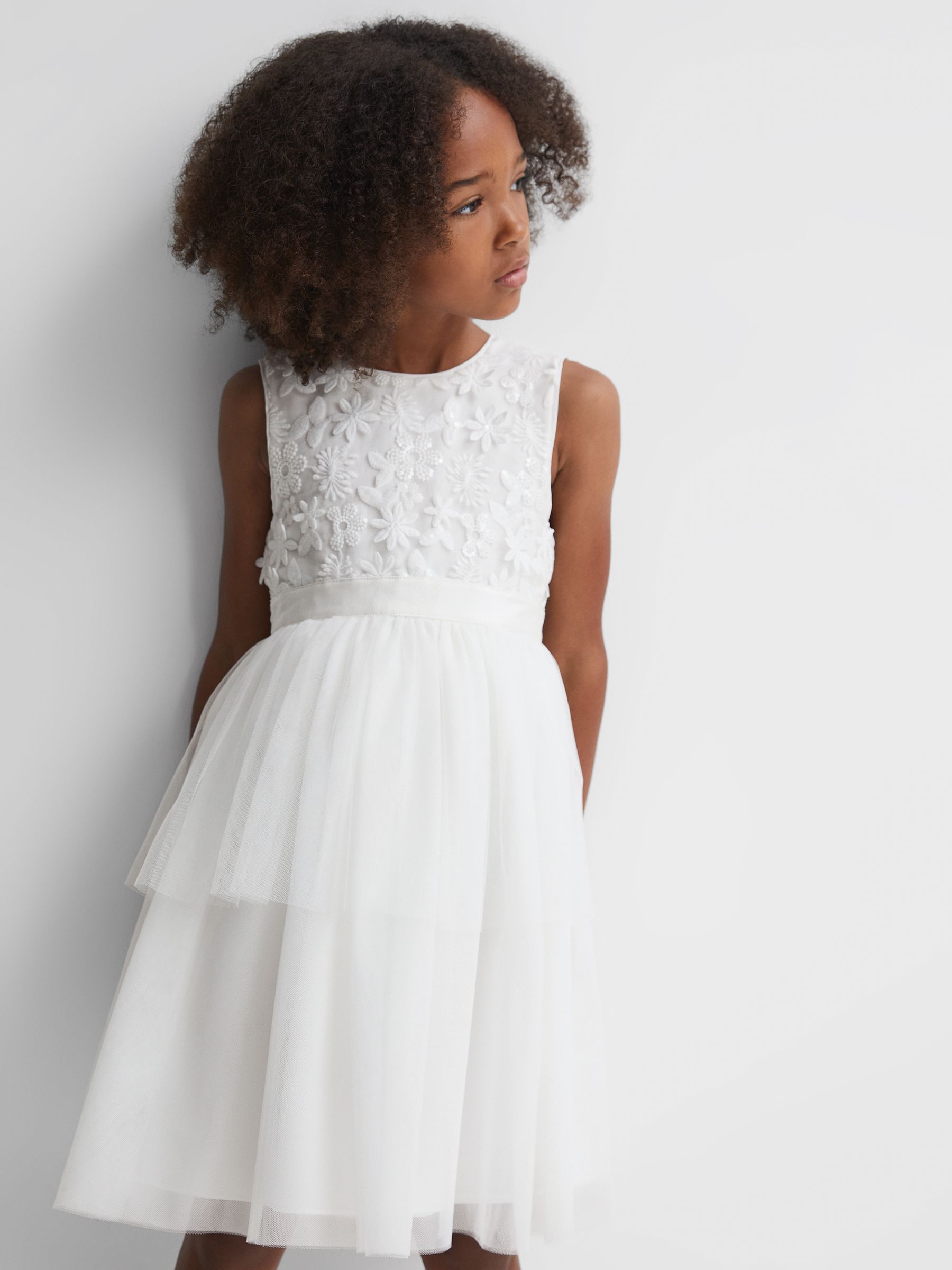13-14 yrs Embellished Tulle Dress in Ivory - Image 4 of 8