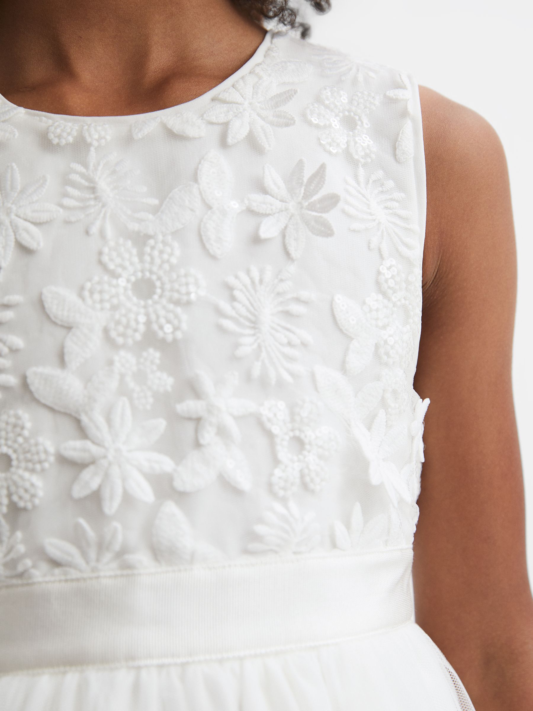 13-14 yrs Embellished Tulle Dress in Ivory - Image 5 of 8