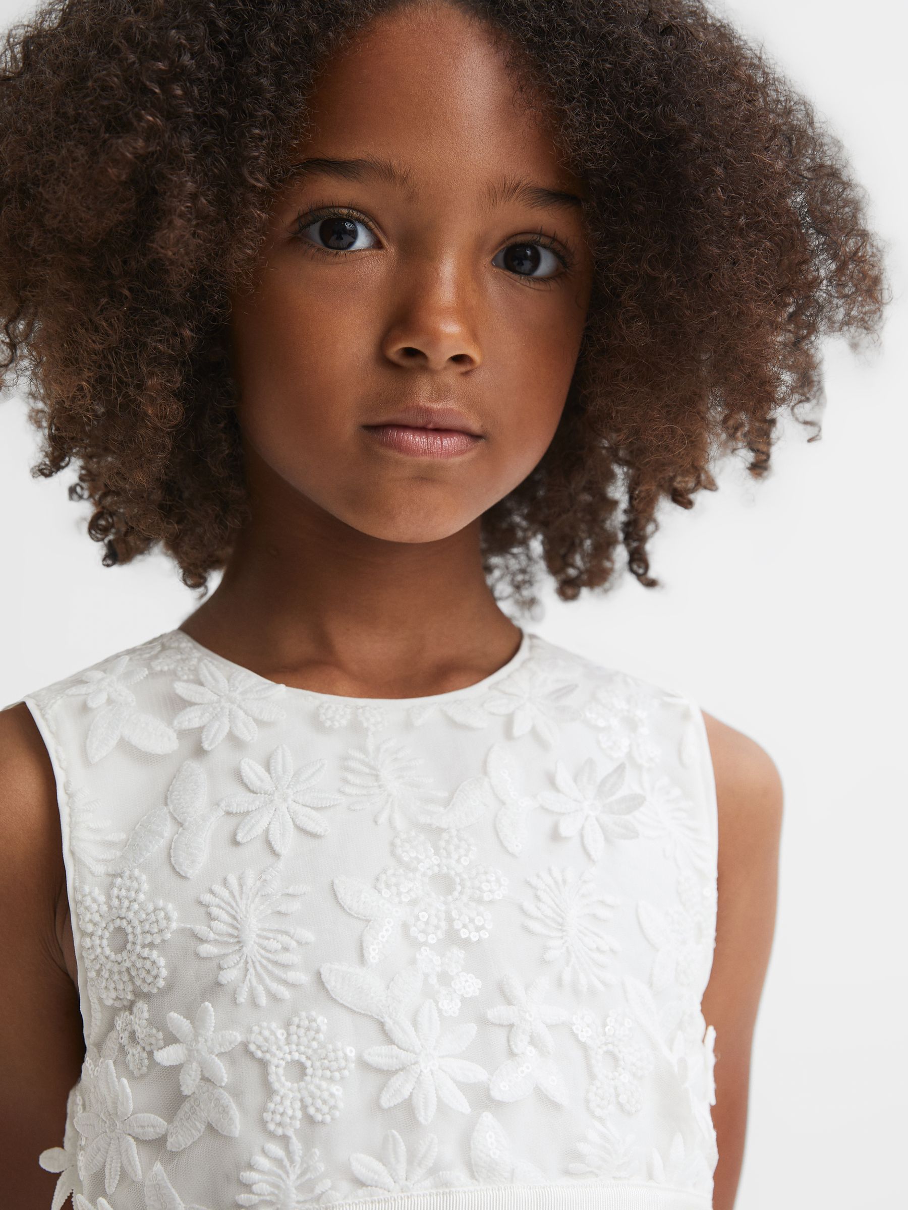 13-14 yrs Embellished Tulle Dress in Ivory - Image 6 of 8