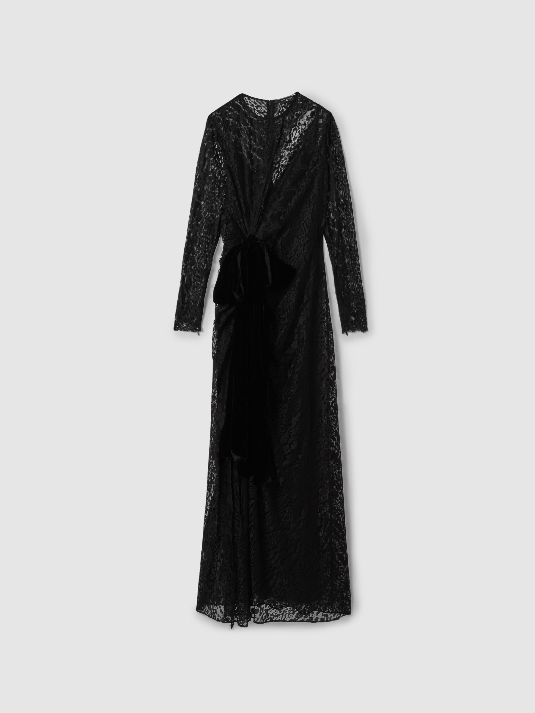 Lace Velvet Maxi Dress in Black - Image 2 of 7