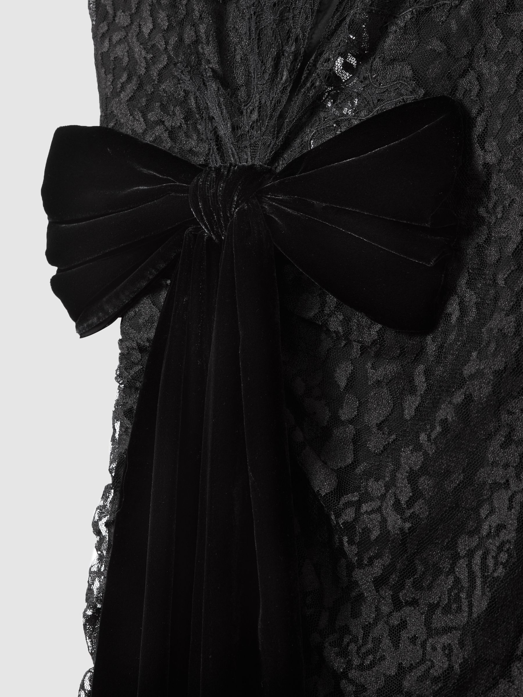 Lace Velvet Maxi Dress in Black - Image 6 of 7