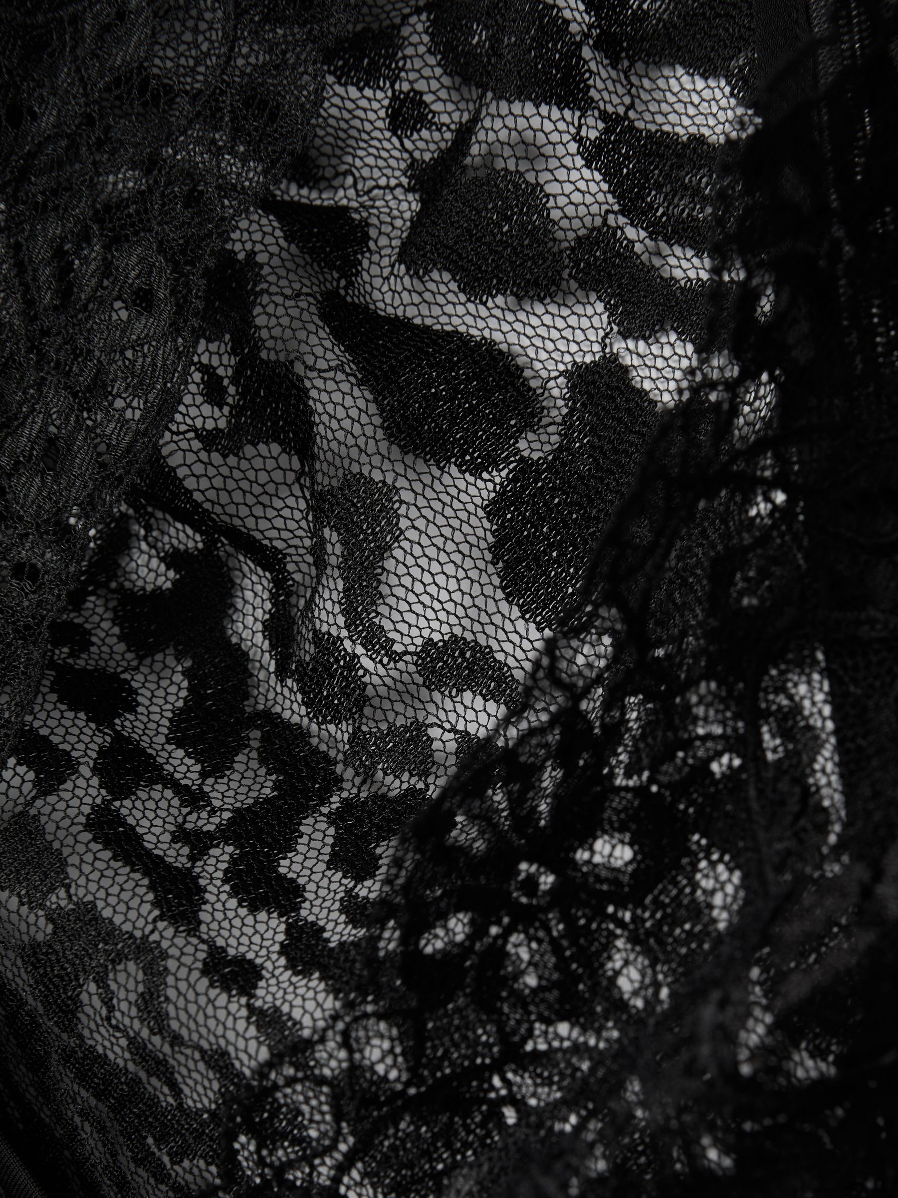 Lace Velvet Maxi Dress in Black - Image 7 of 7