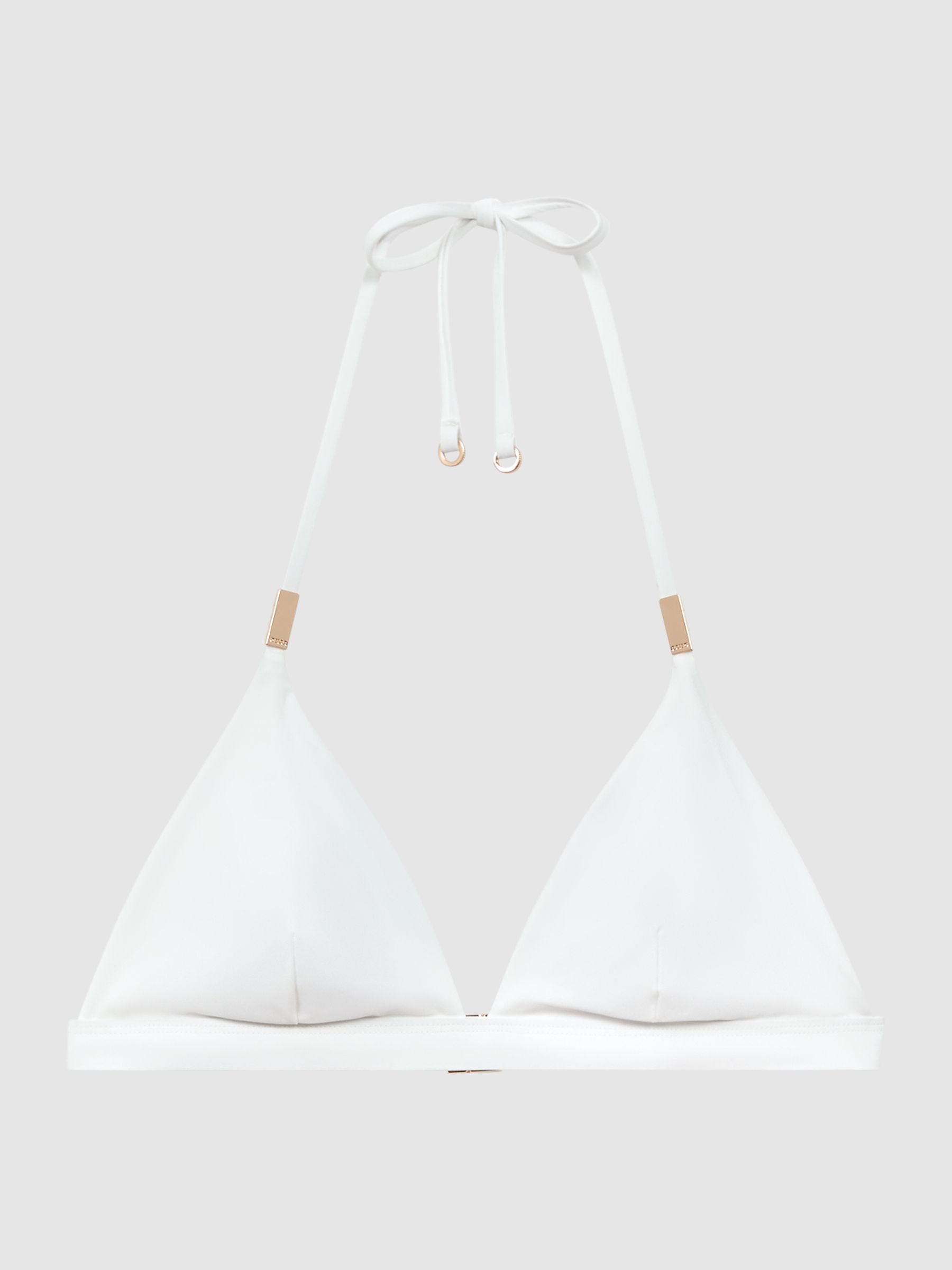 Triangle Halterneck Bikini Top in White - Image 2 of 5