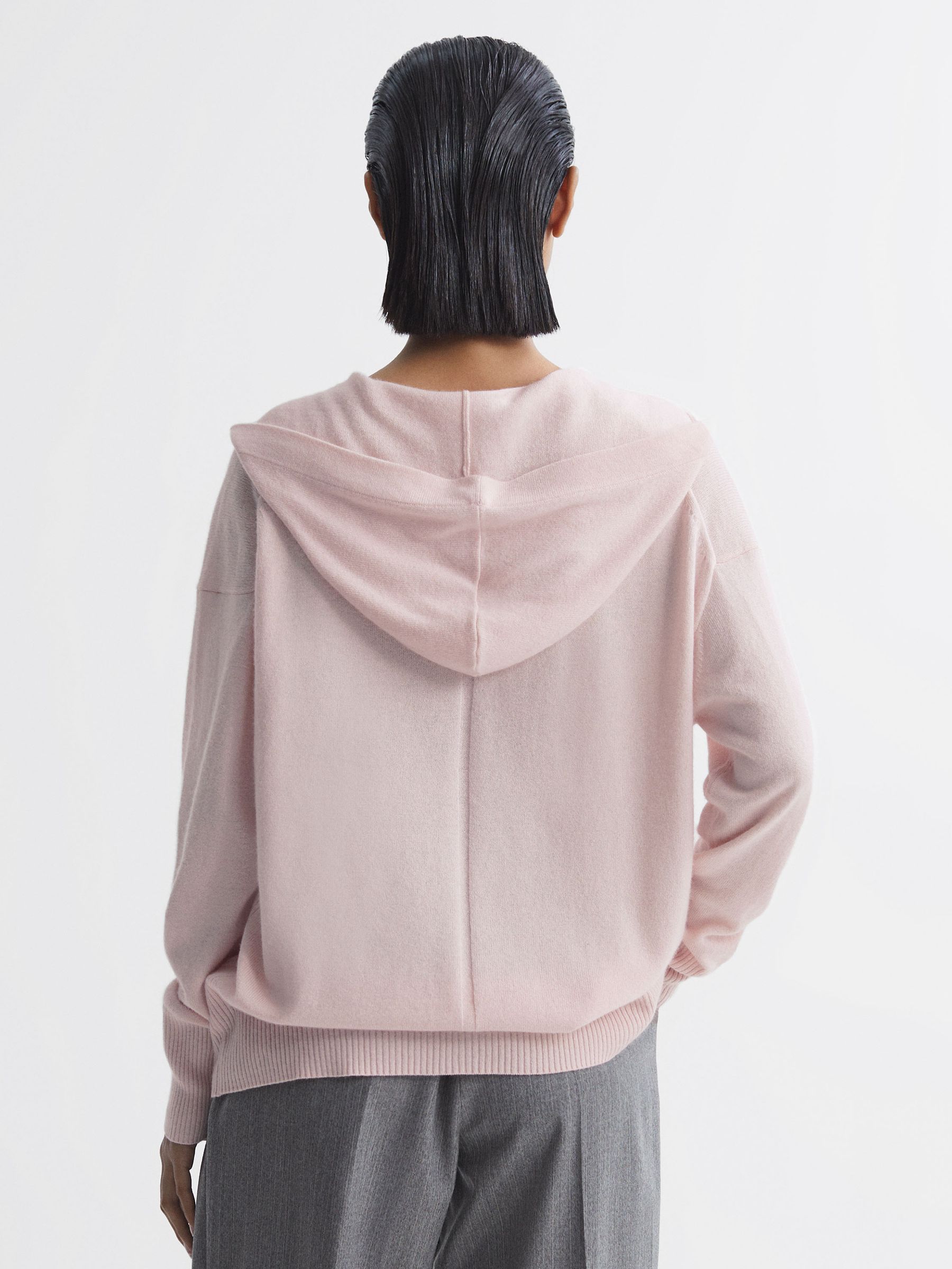 Wool Blend Hooded Cardigan in Light Pink - Image 5 of 5