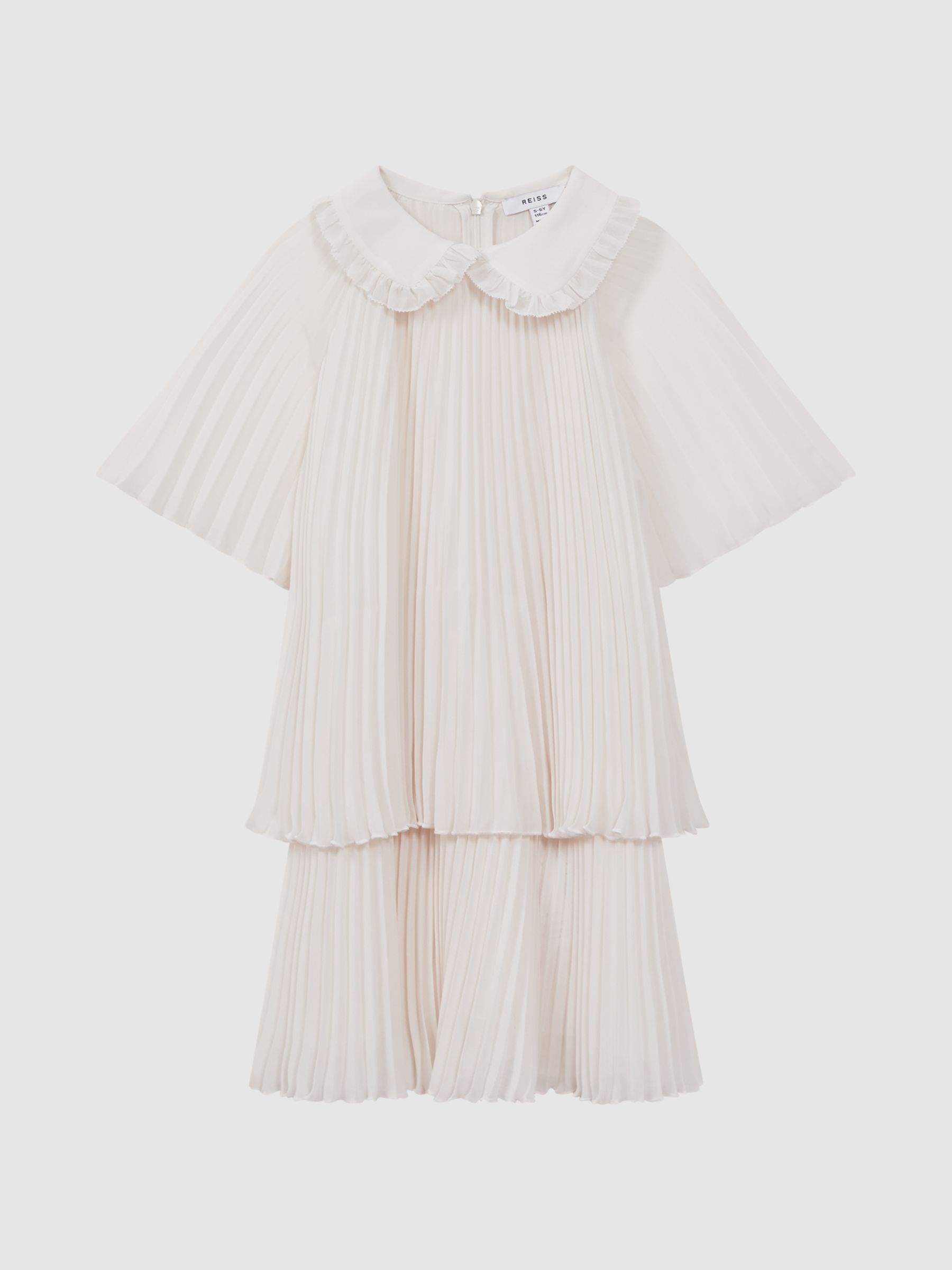 Teen Pleated Collared Tiered Dress in Ivory - Image 2 of 7
