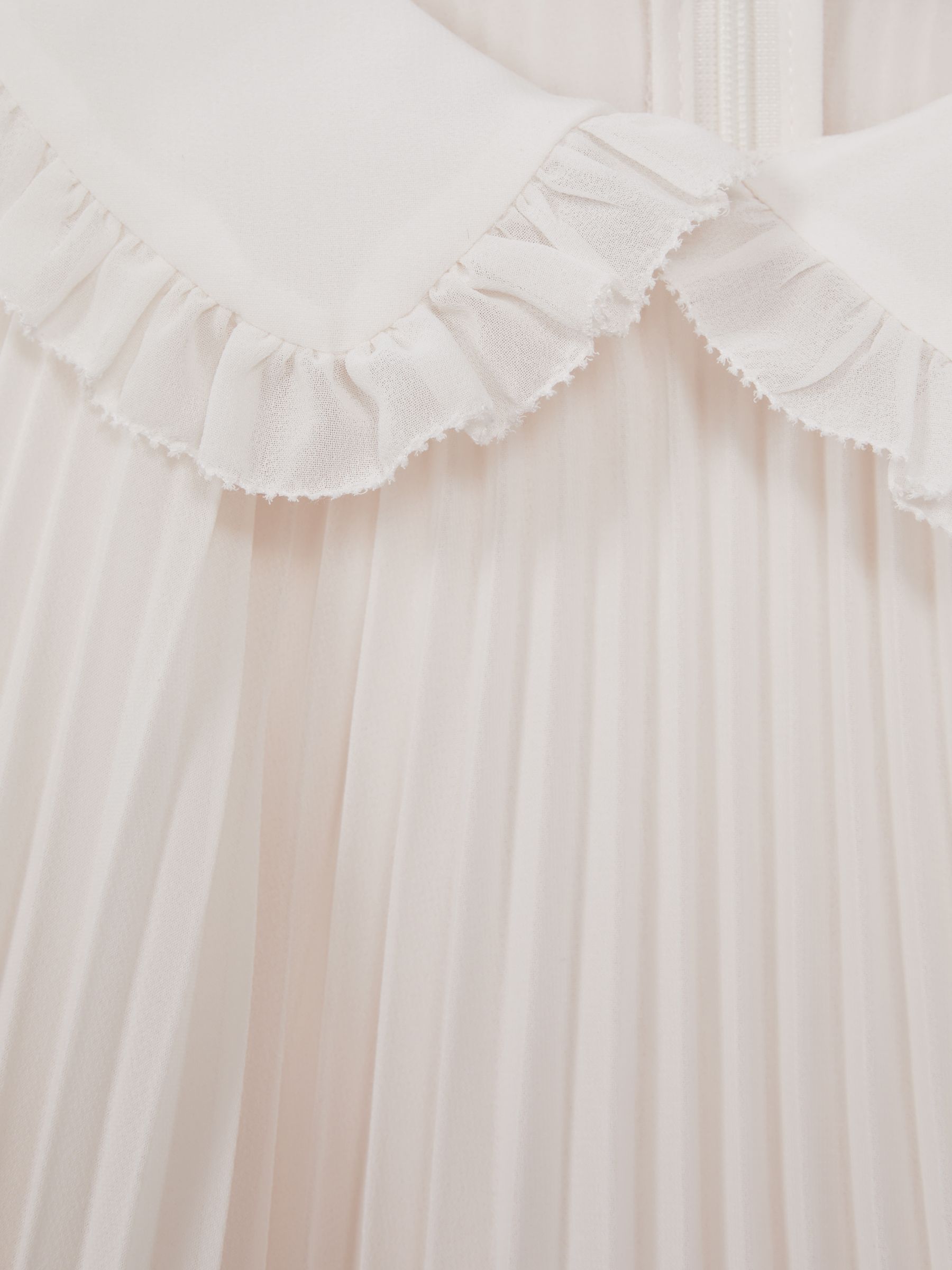 Teen Pleated Collared Tiered Dress in Ivory - Image 7 of 7