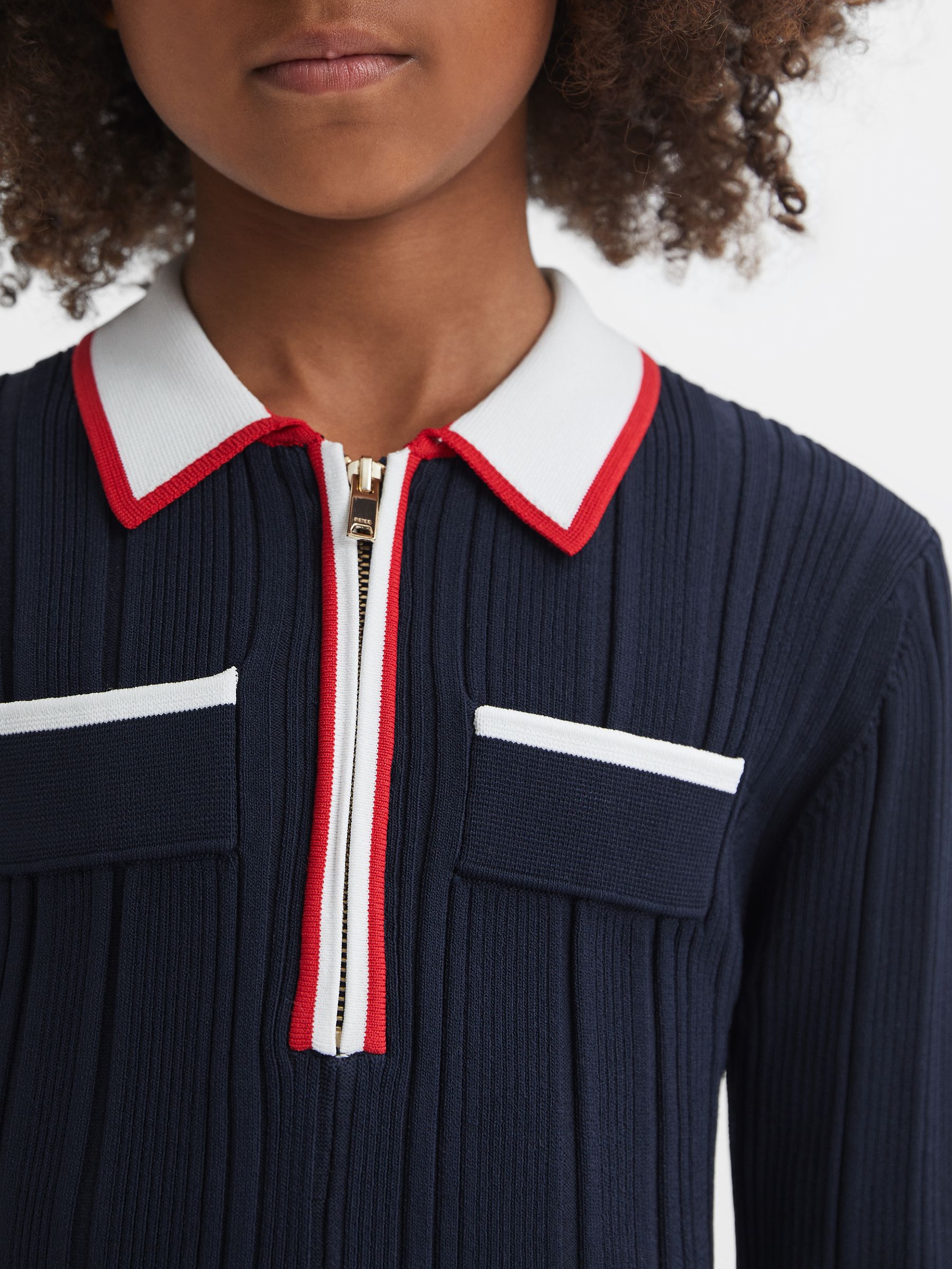 Teen Ribbed Colourblock Mini Dress in Navy - Image 4 of 7