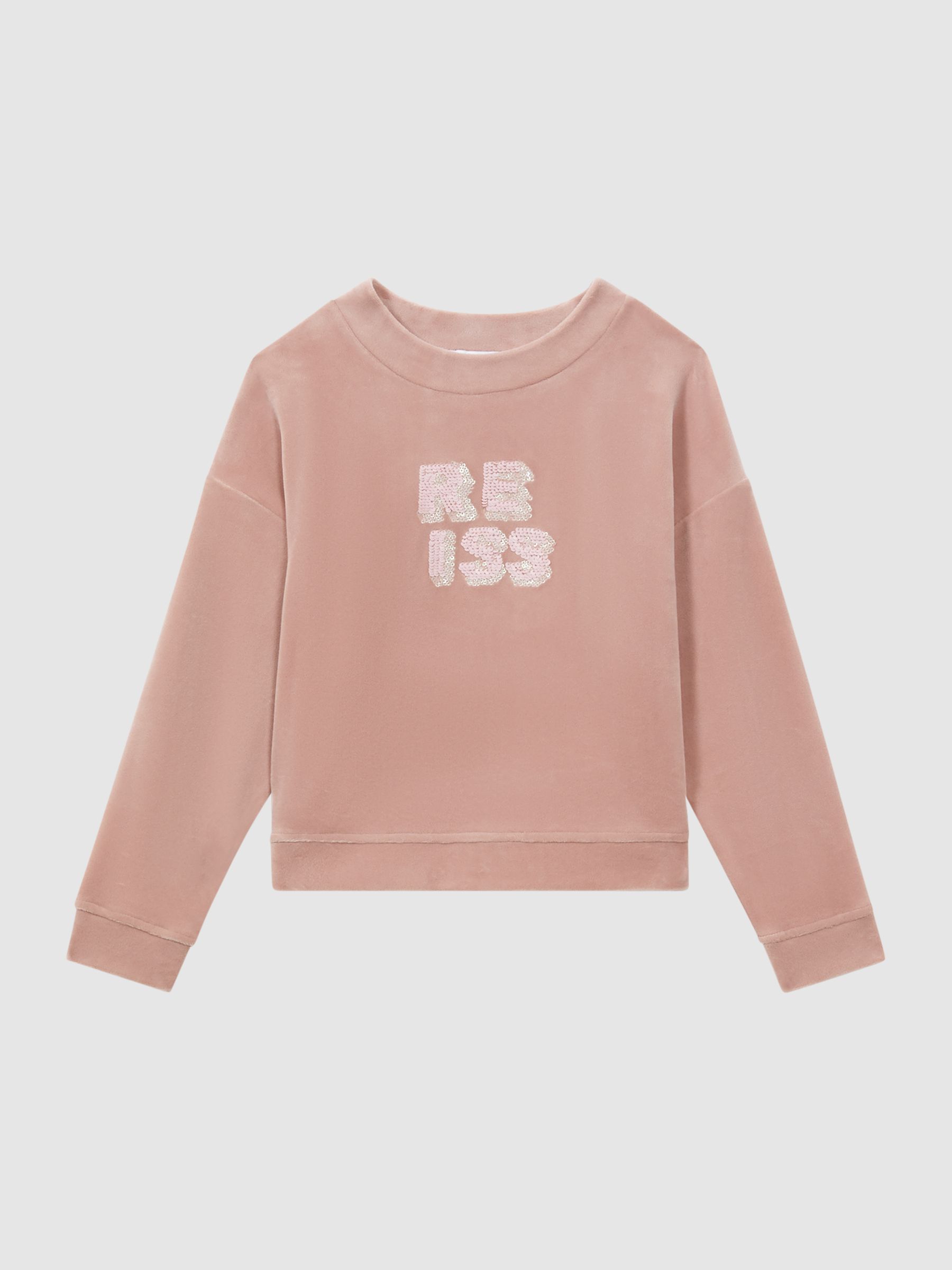 13-14 yrs Velour Sequin Motif Jumper in Pink - Image 2 of 6