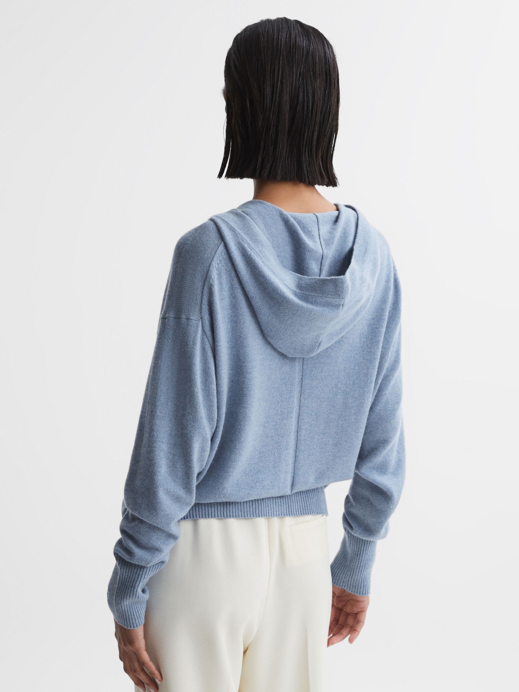 Wool Blend Hooded Cardigan in Indigo - Image 5 of 5