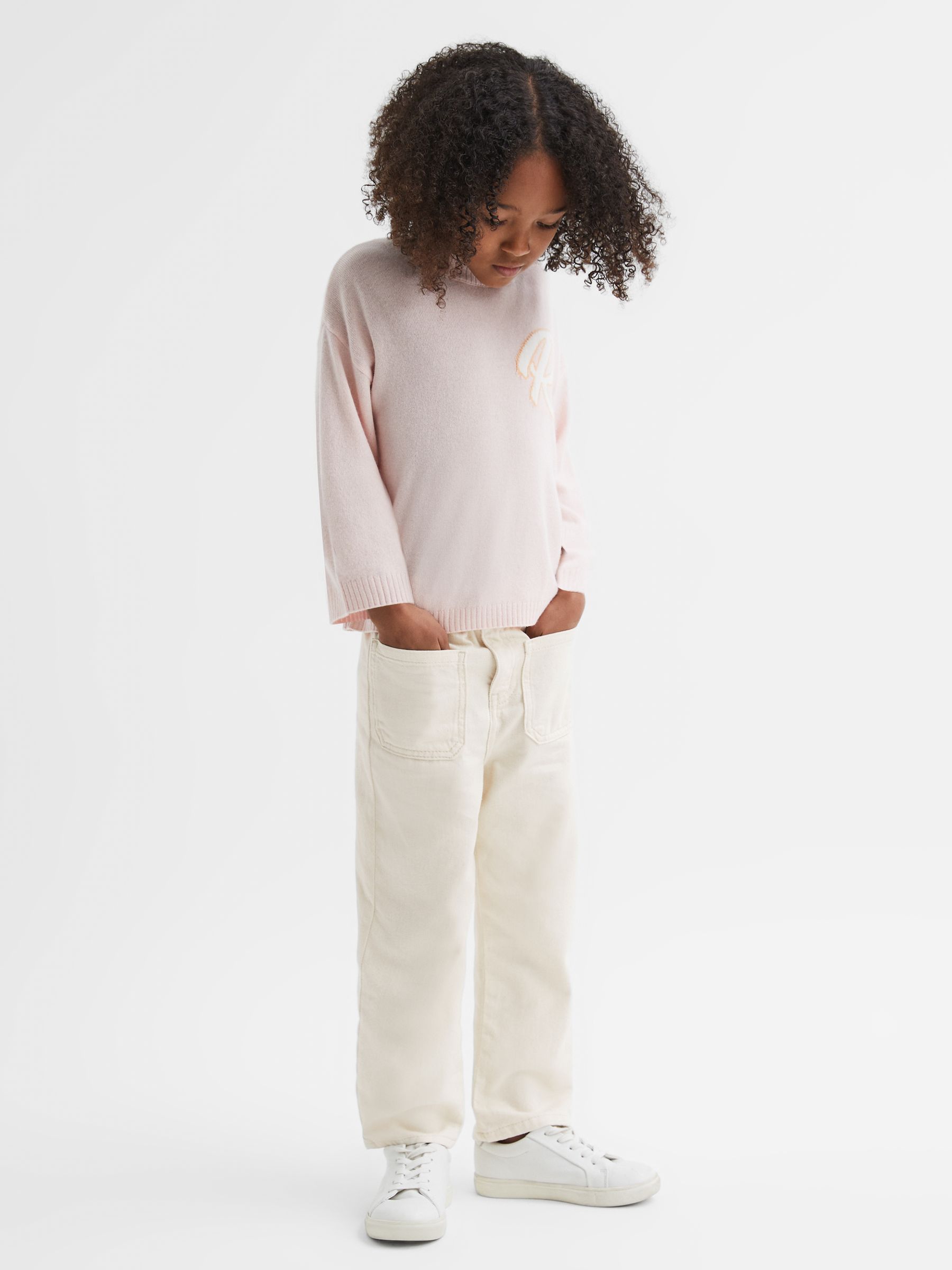 13-14 yrs High Rise Elasticated Jeans in Ecru - Image 1 of 6