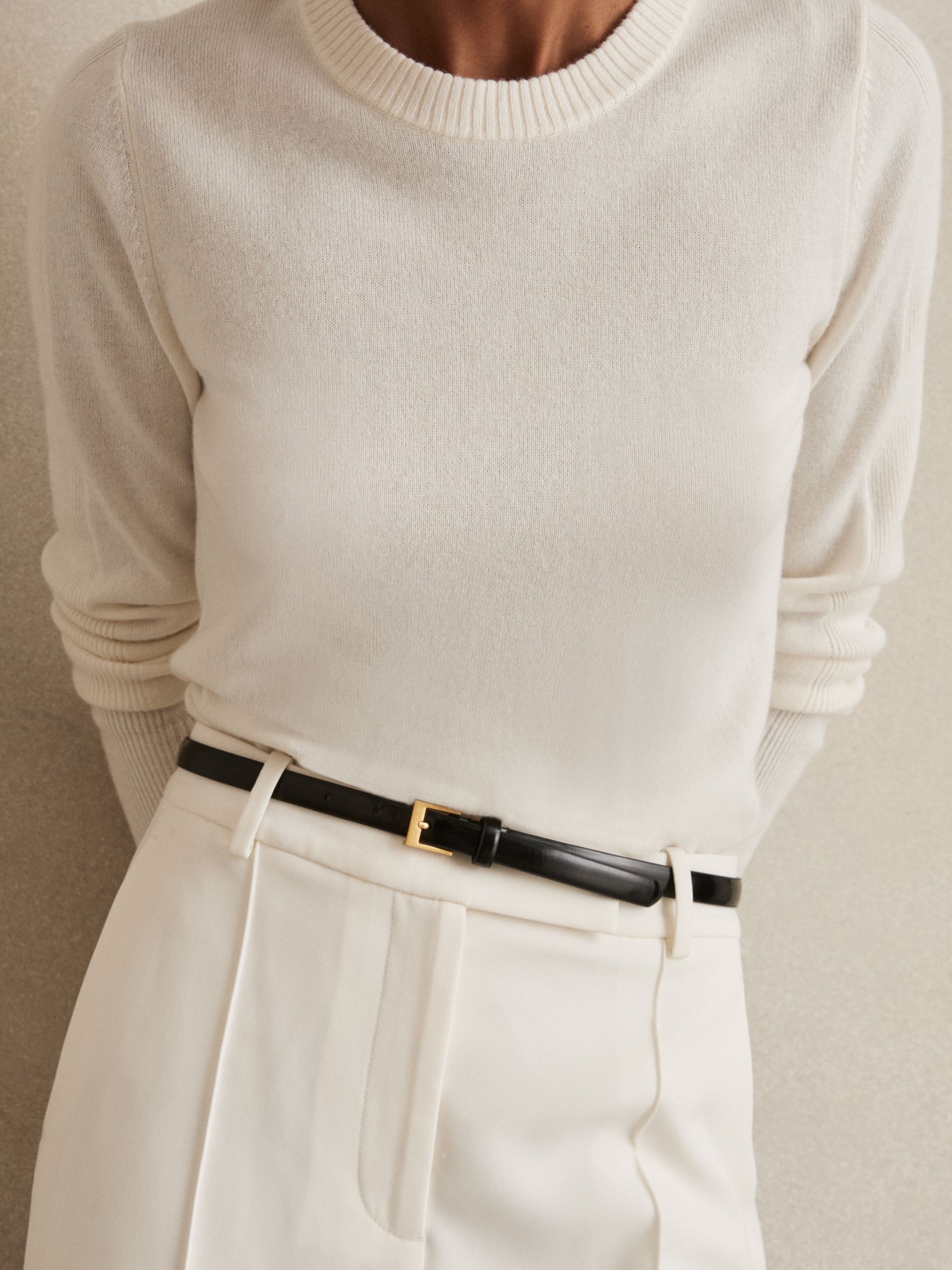 Leather Skinny Belt in Black - Image 2 of 4