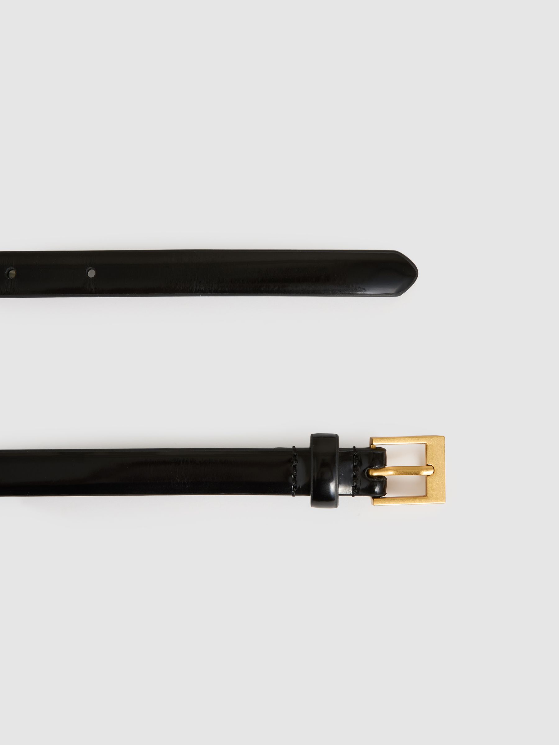 Leather Skinny Belt in Black - Image 3 of 4