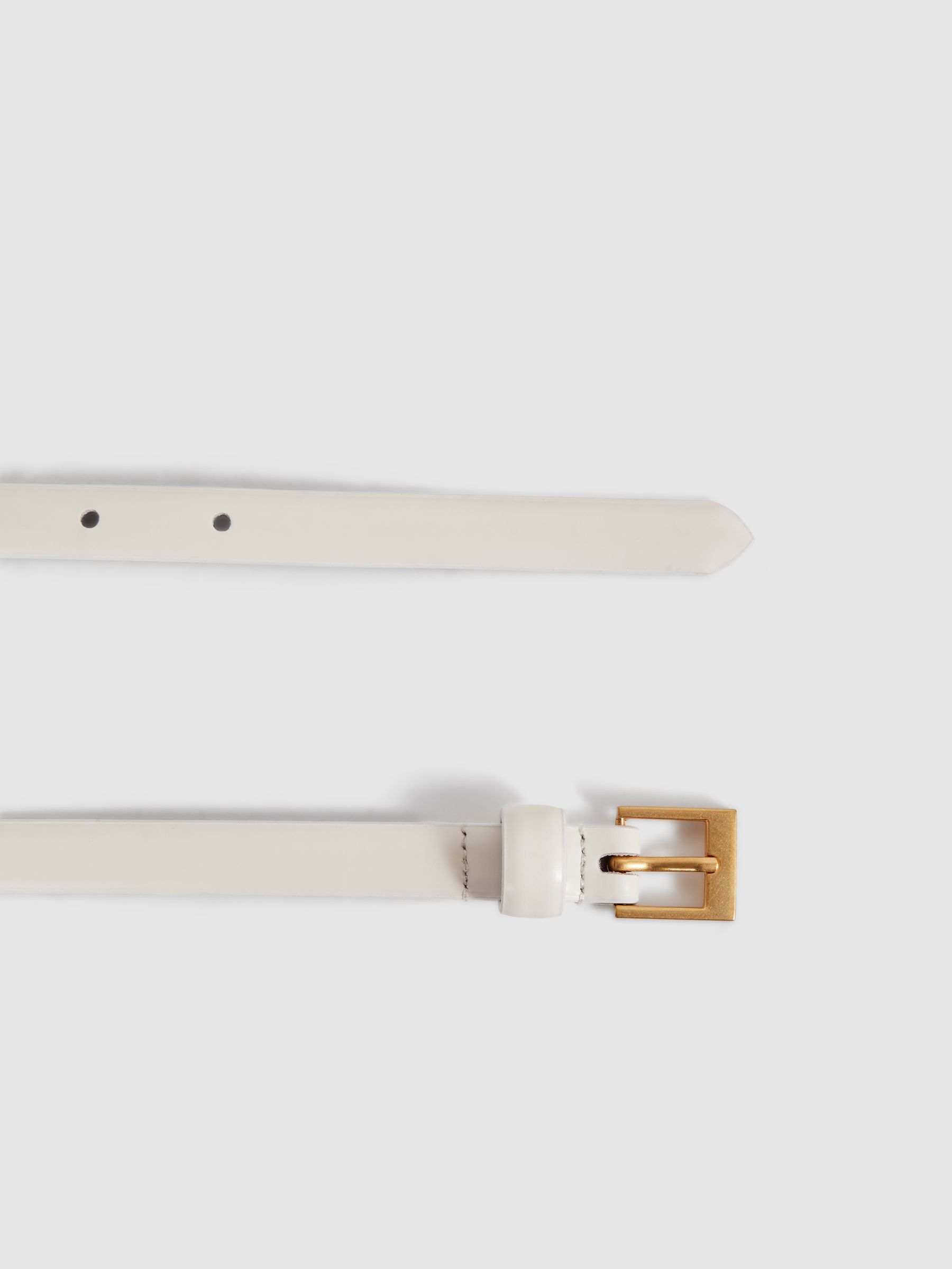 Thin Leather Belt in Off White - image 2
