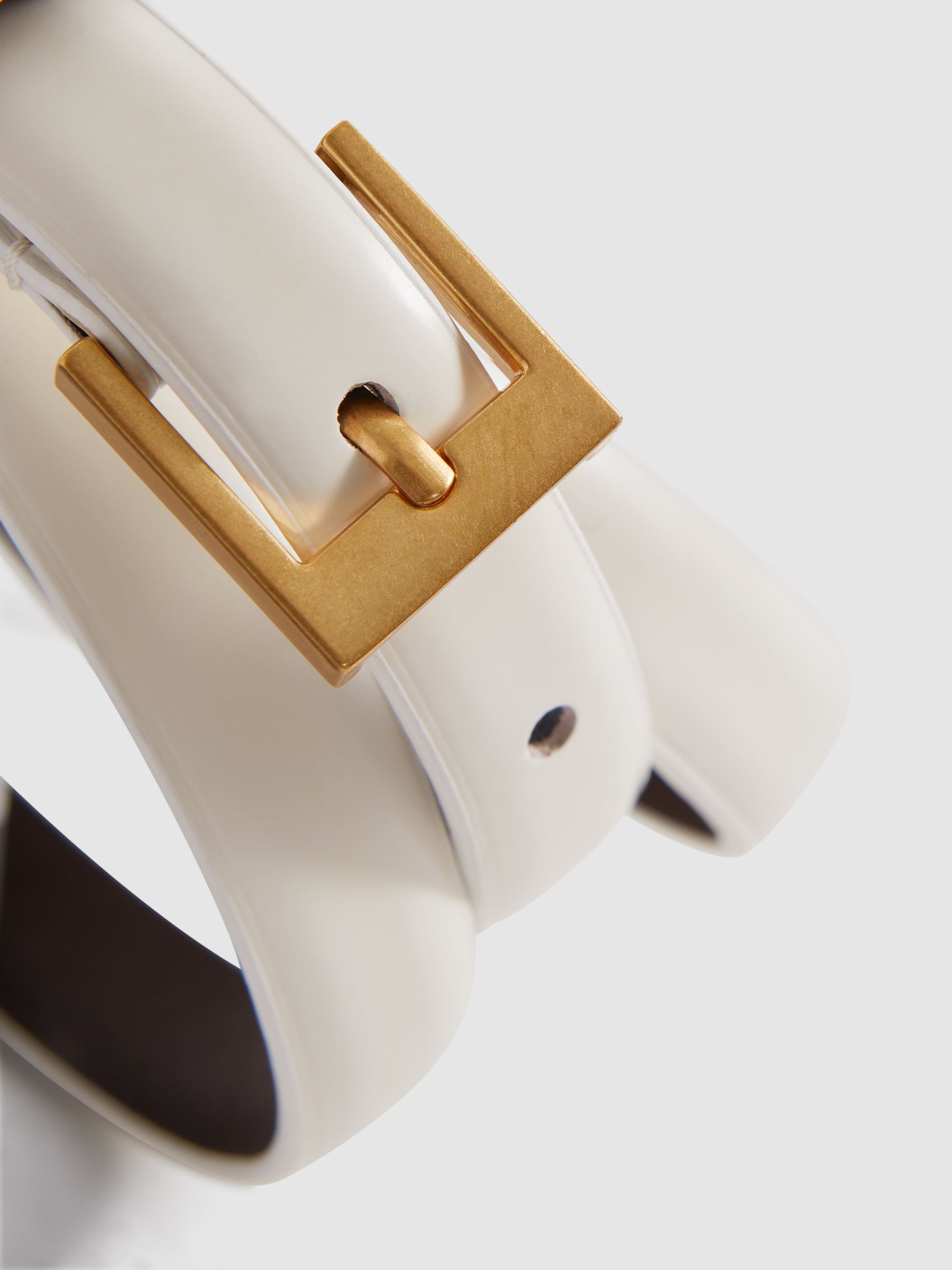 Thin Leather Belt in Off White - image 3