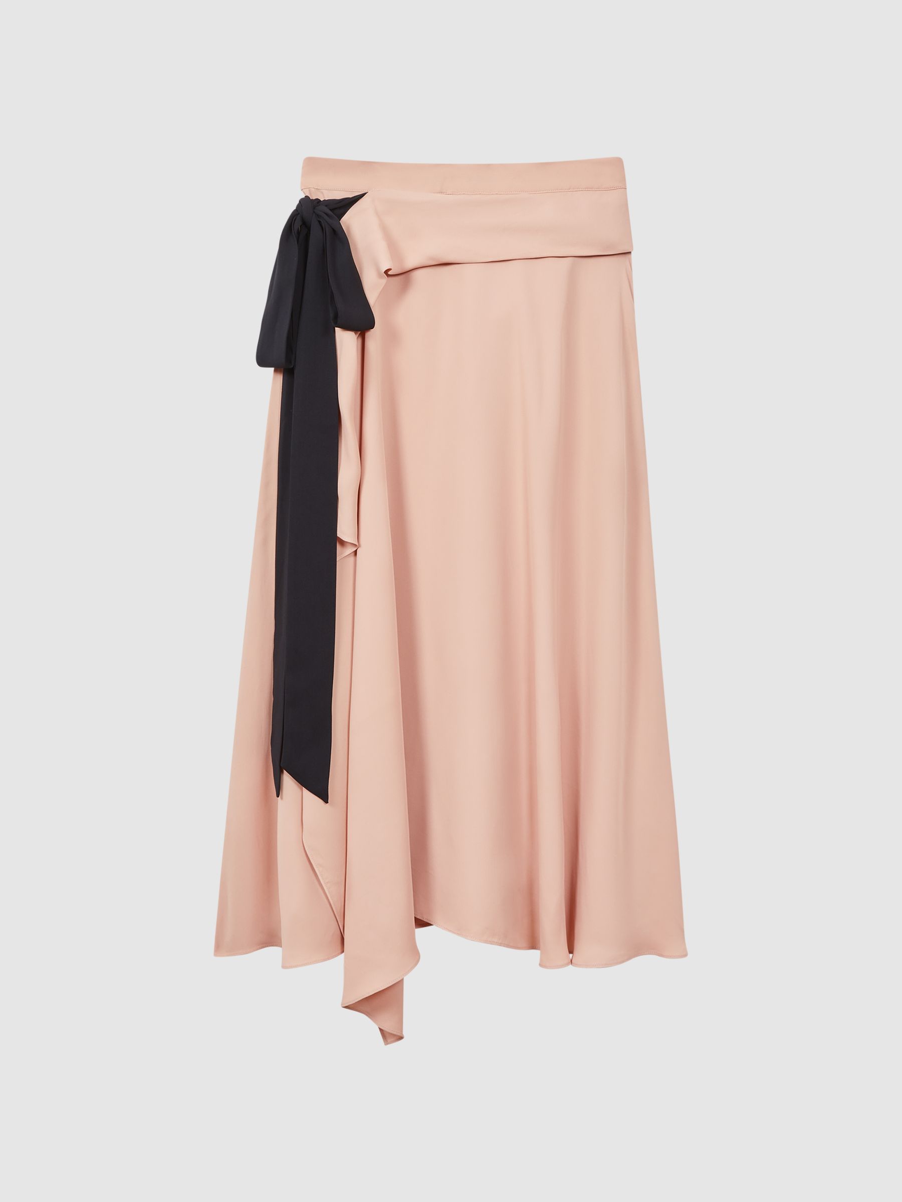 Contrast Bow Midi Skirt in Nude - Image 2 of 5