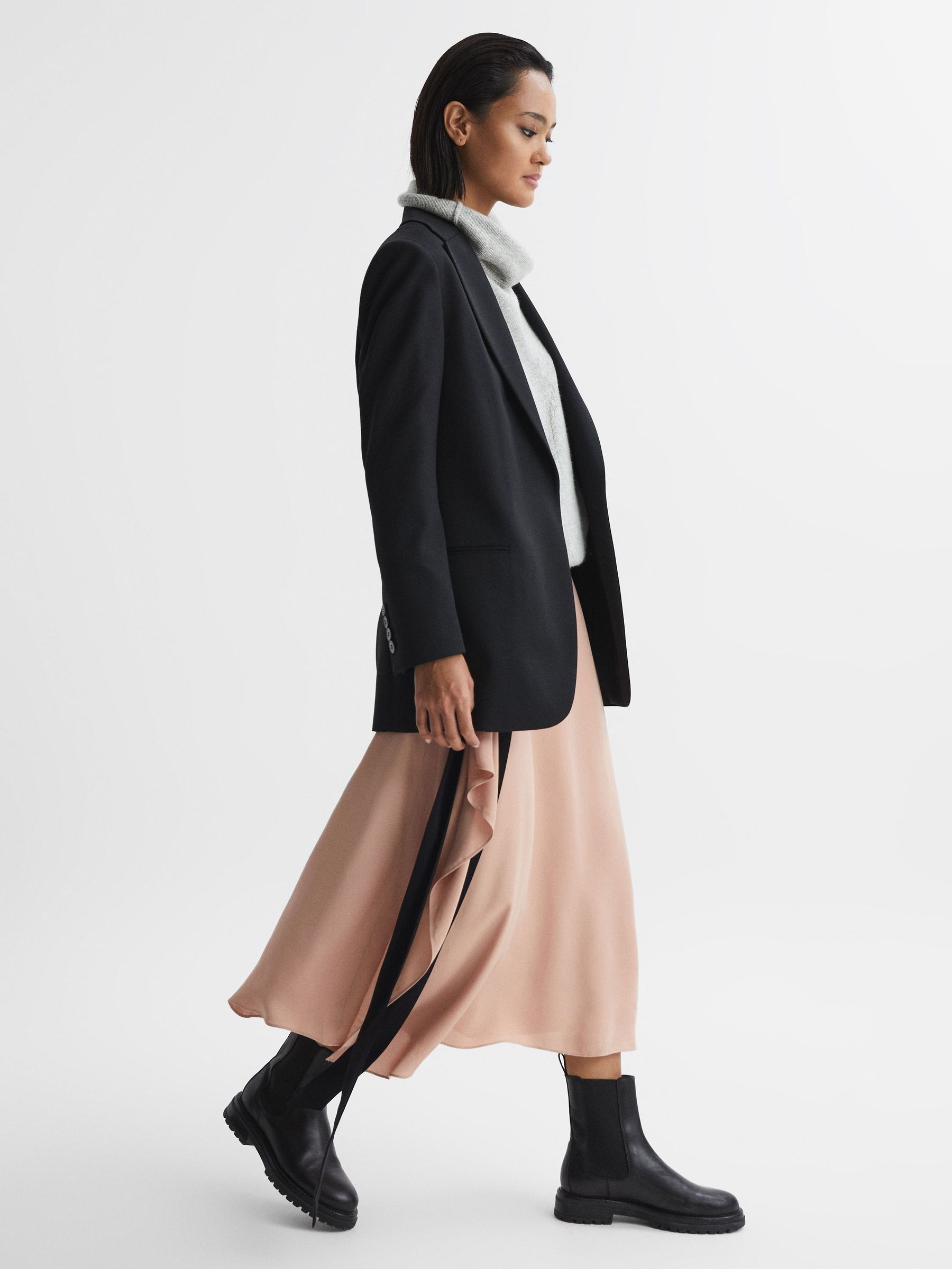 Contrast Bow Midi Skirt in Nude - Image 5 of 5