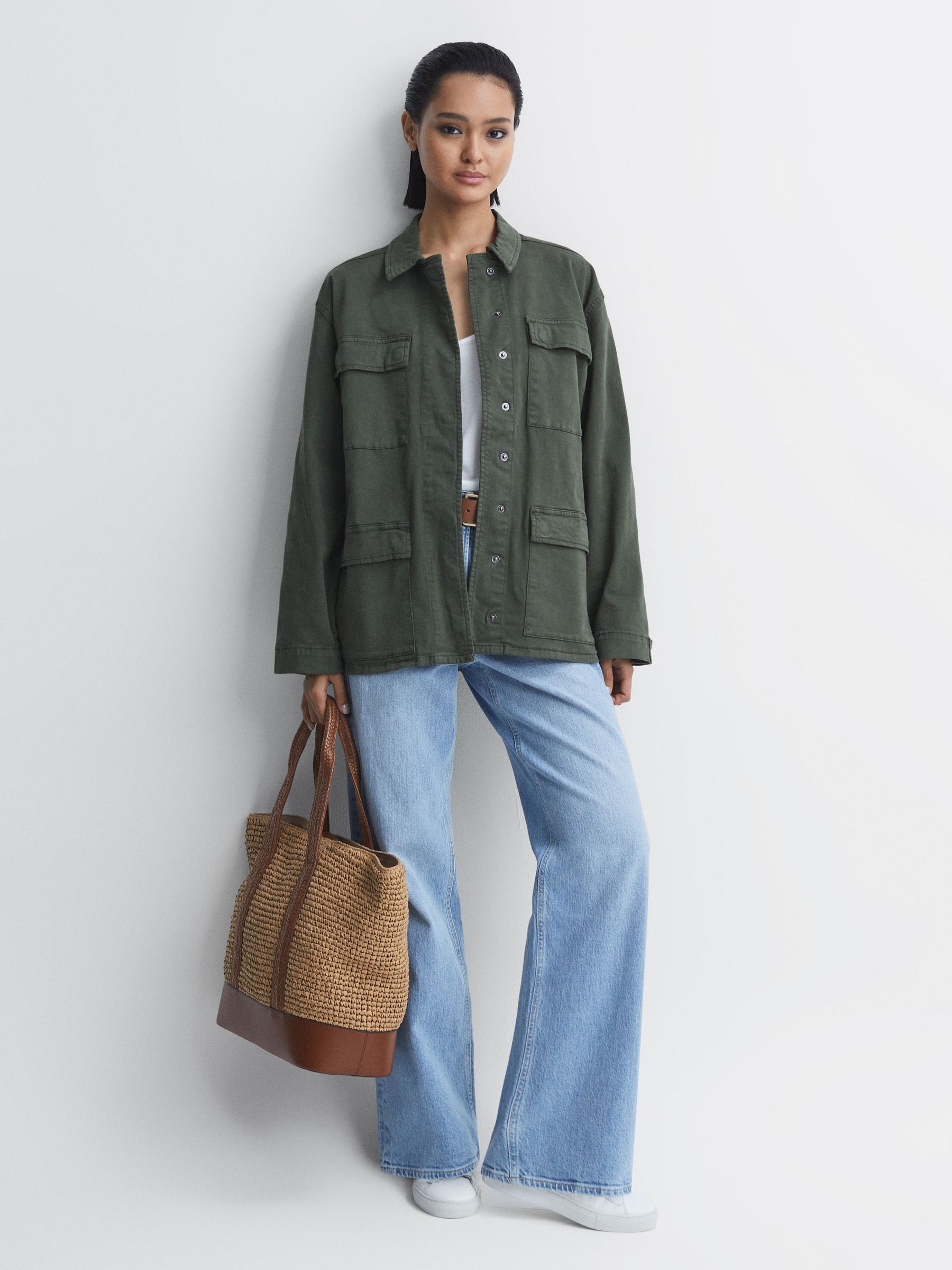 Raffia Tote Bag in Tan - Image 2 of 6