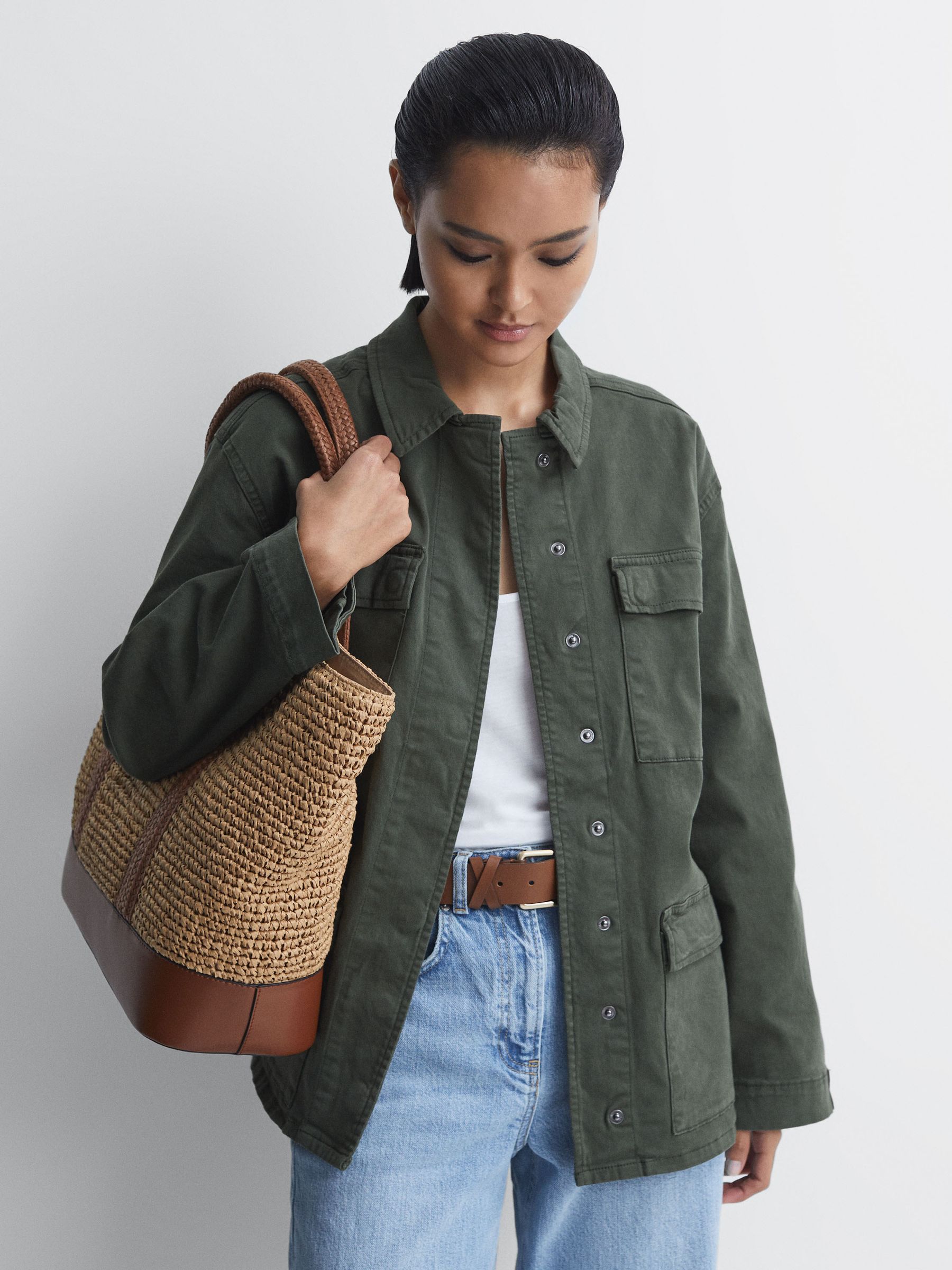 Raffia Tote Bag in Tan - Image 3 of 6