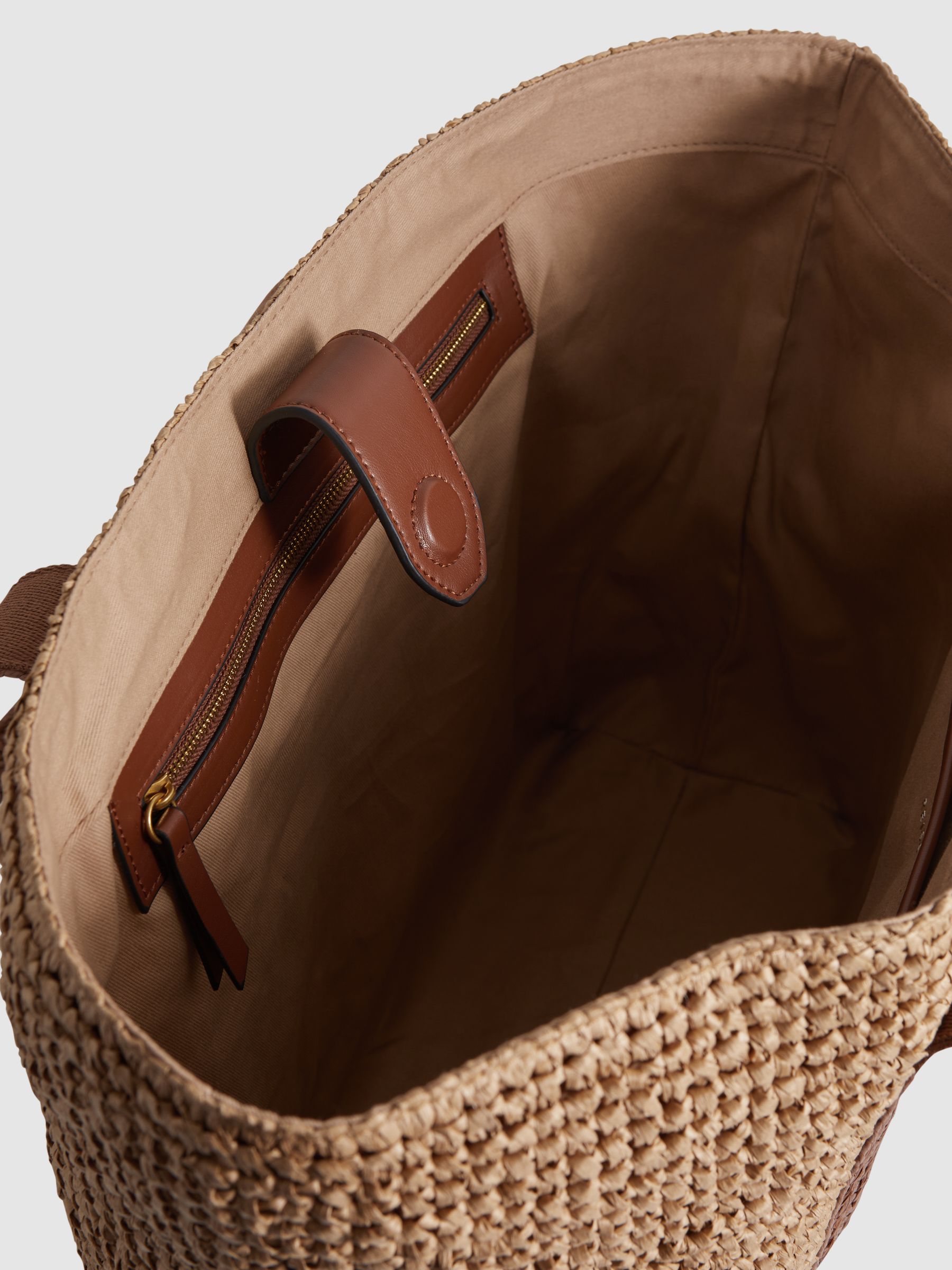 Raffia Tote Bag in Tan - Image 4 of 6