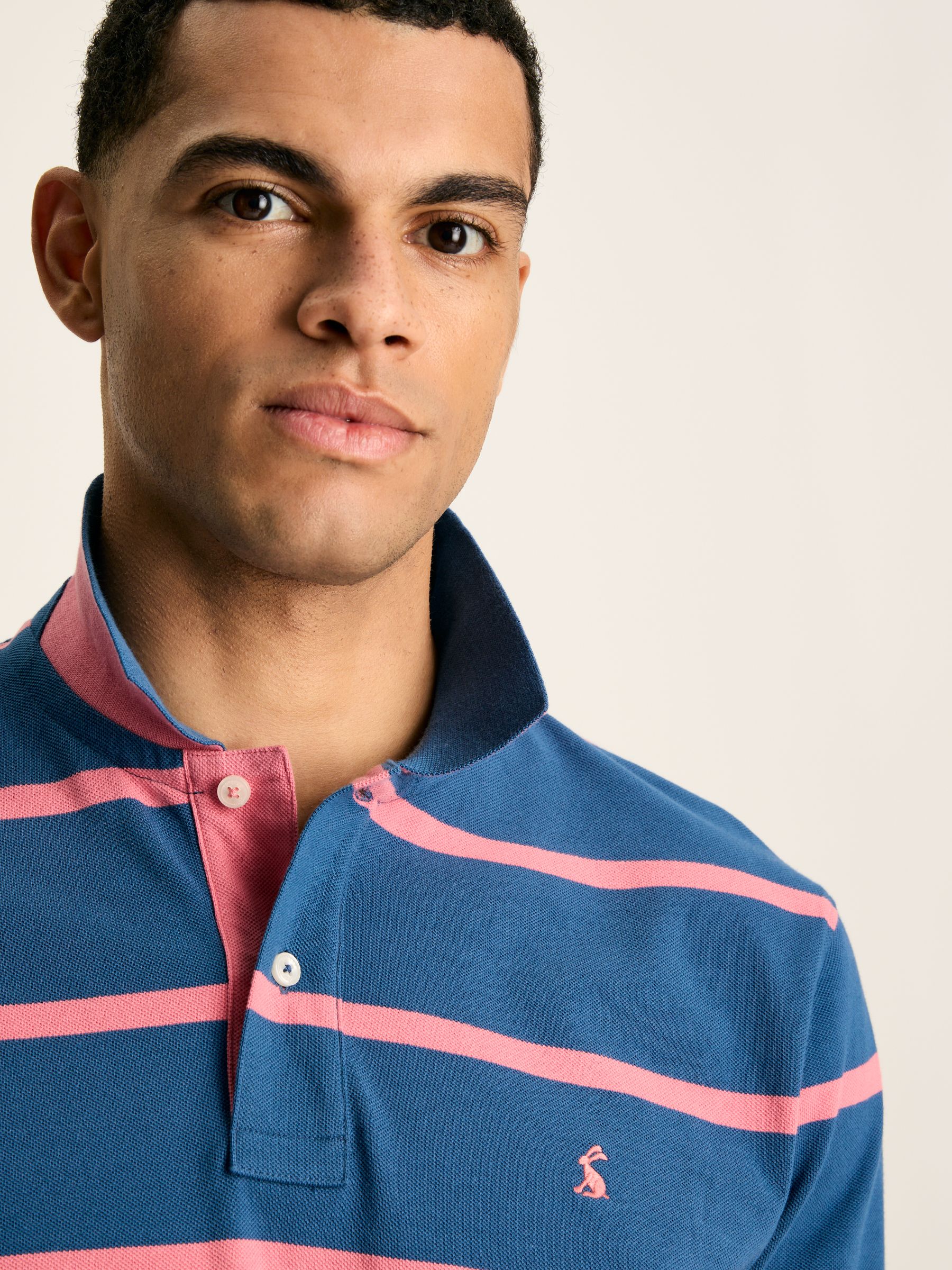 Filbert Blue & Pink Striped Polo Shirt - Image 4 of 7