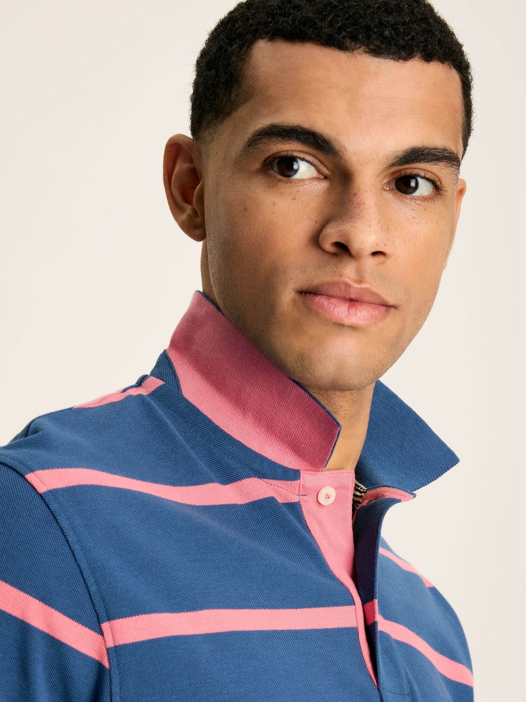 Filbert Blue & Pink Striped Polo Shirt - Image 5 of 7