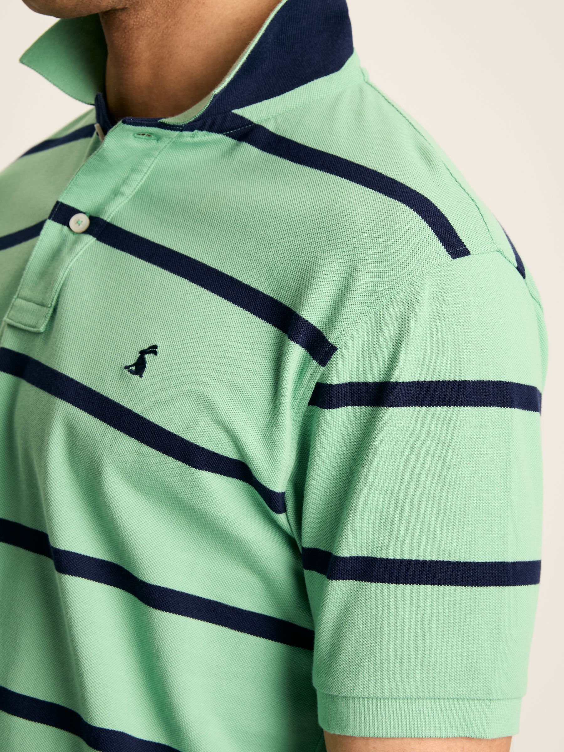Filbert Green & Navy Striped Polo Shirt - Image 7 of 8