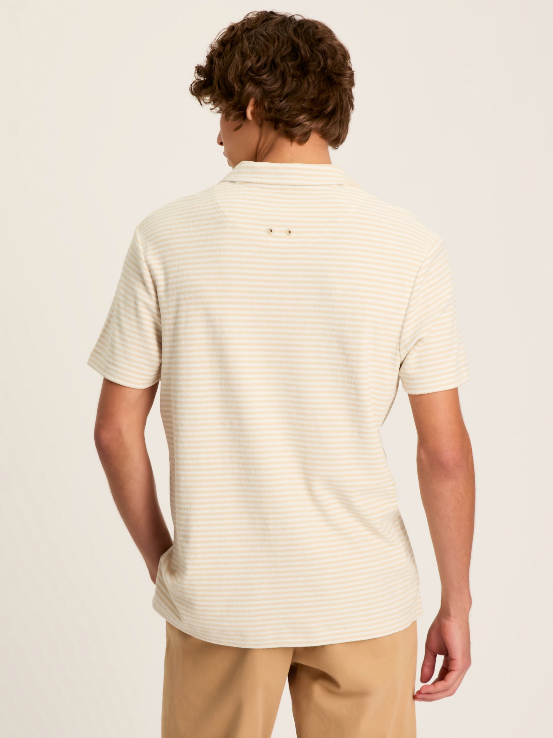 Towelling Cream Striped Polo Shirt - Image 2 of 7