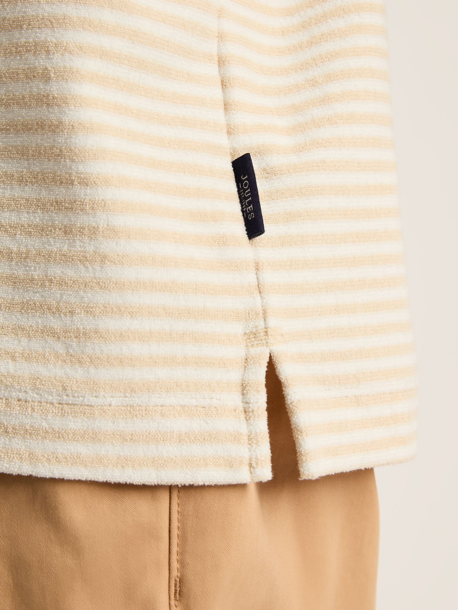 Towelling Cream Striped Polo Shirt - Image 6 of 7