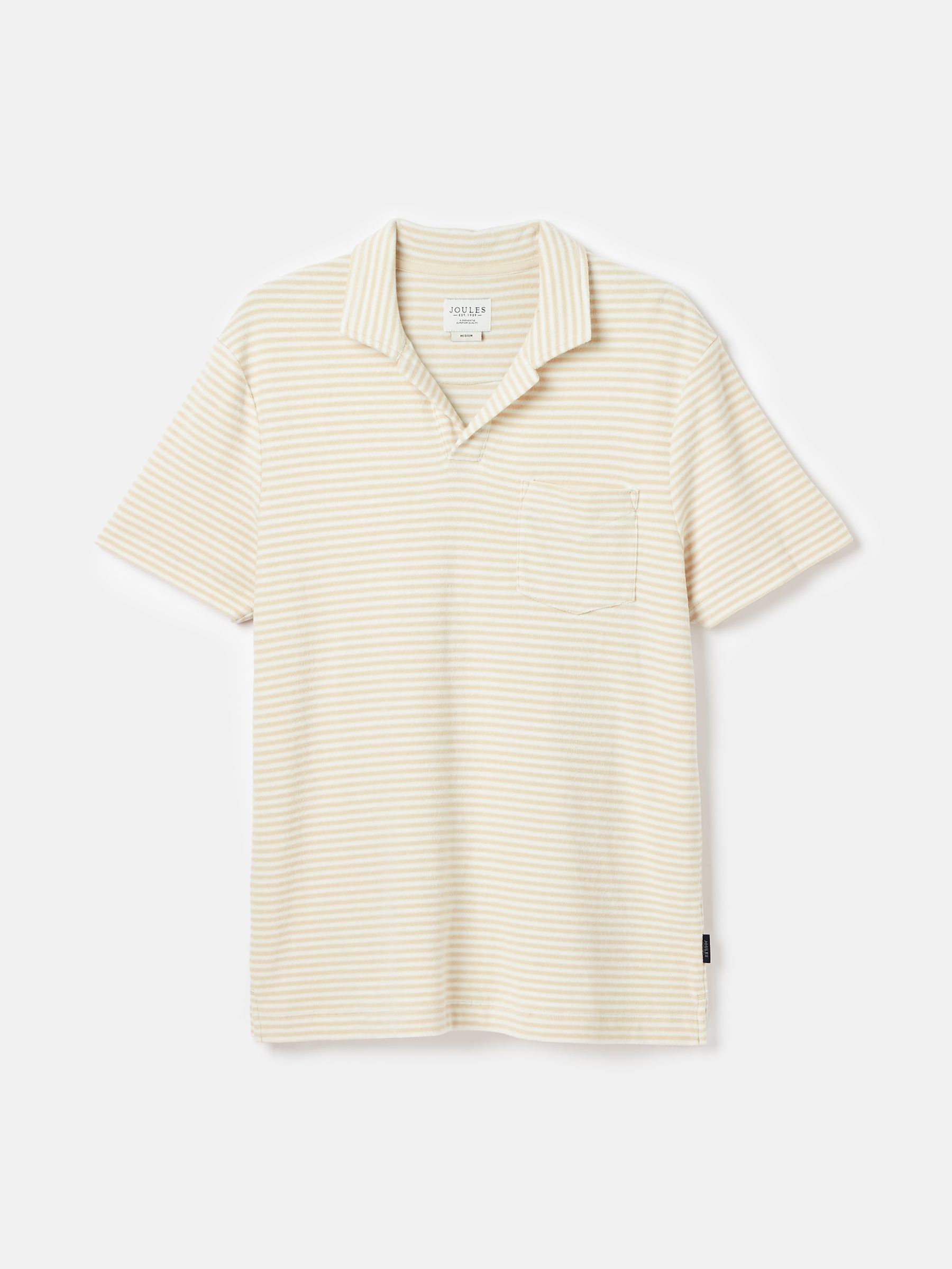 Towelling Cream Striped Polo Shirt - Image 7 of 7