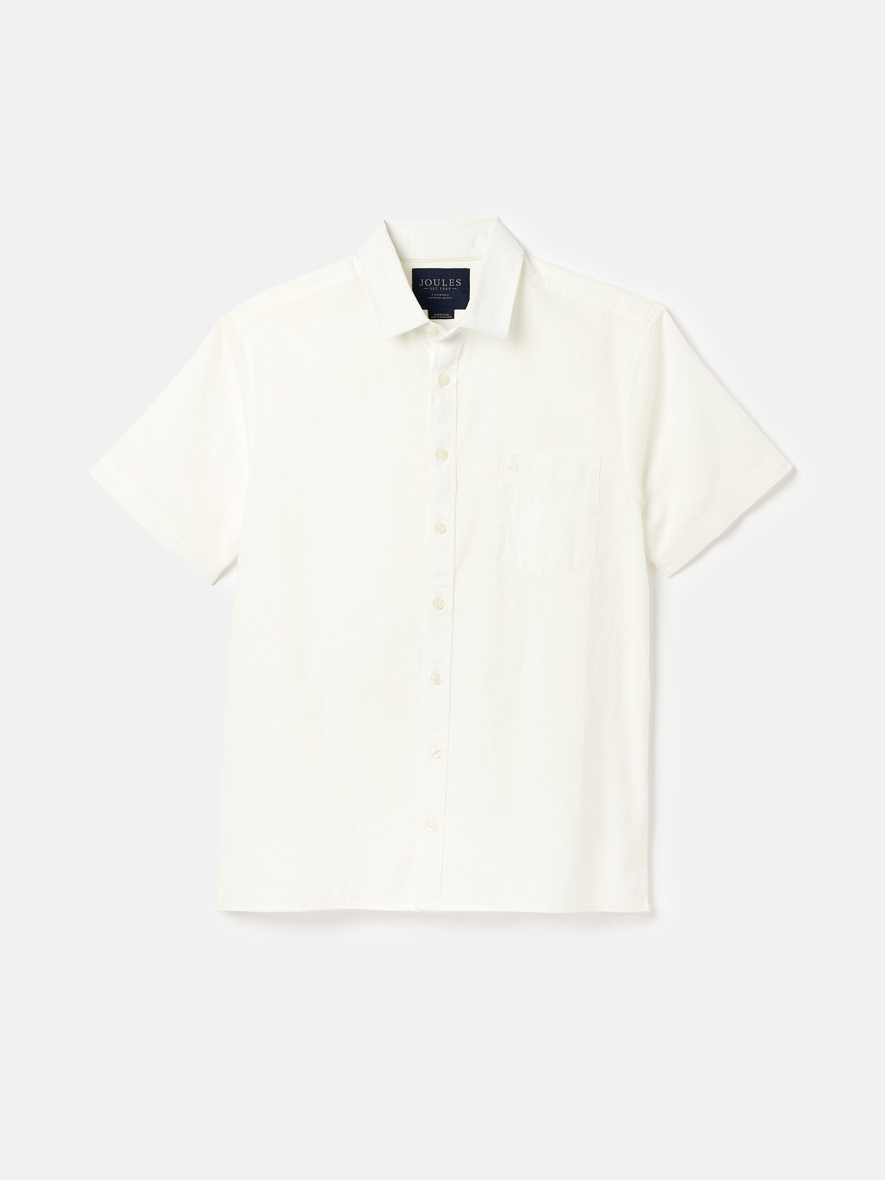 Linen Blend White Plain Short Sleeve Shirt - Image 6 of 6