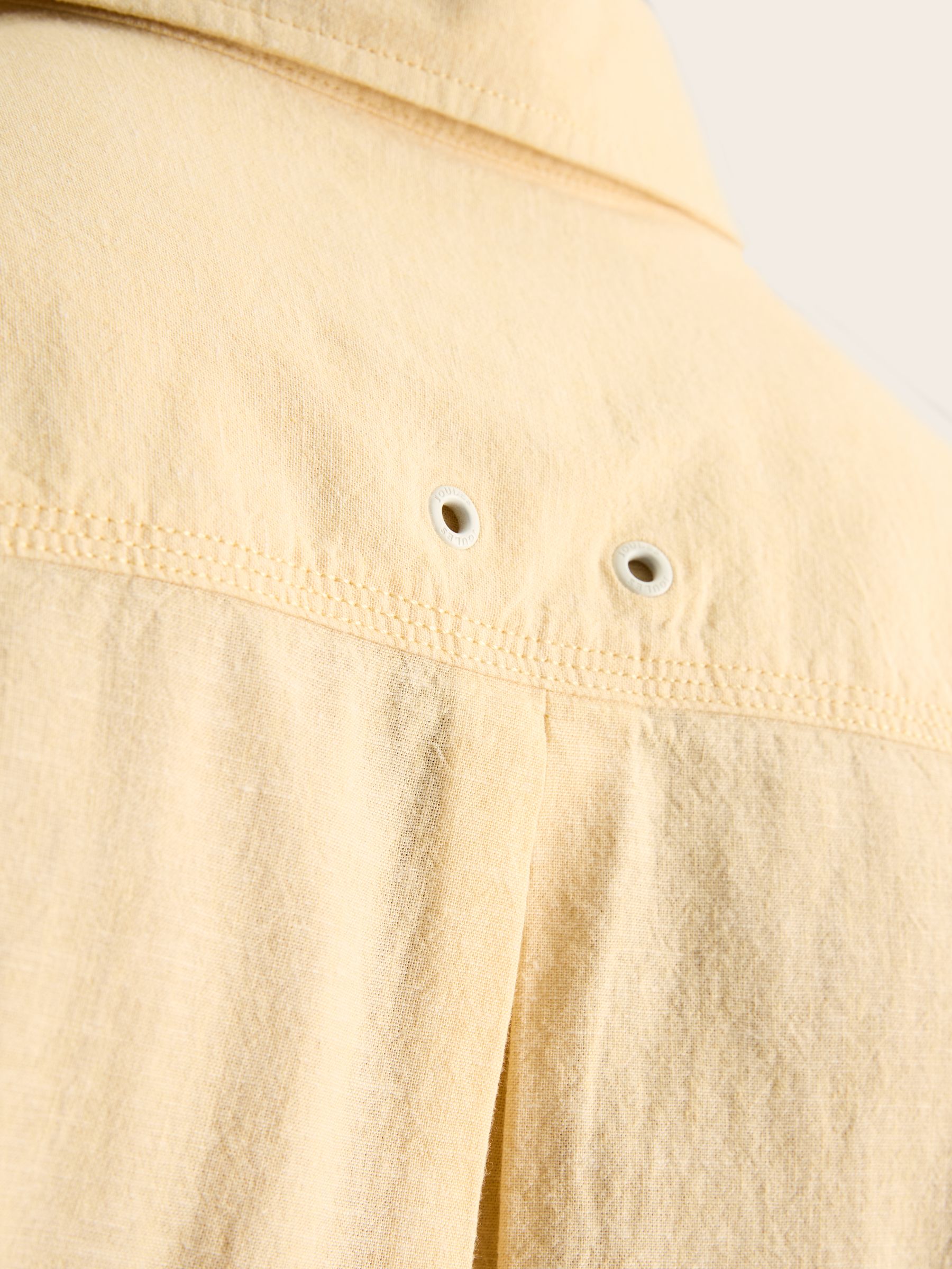 Linen Blend Yellow Plain Short Sleeve Shirt - Image 6 of 7