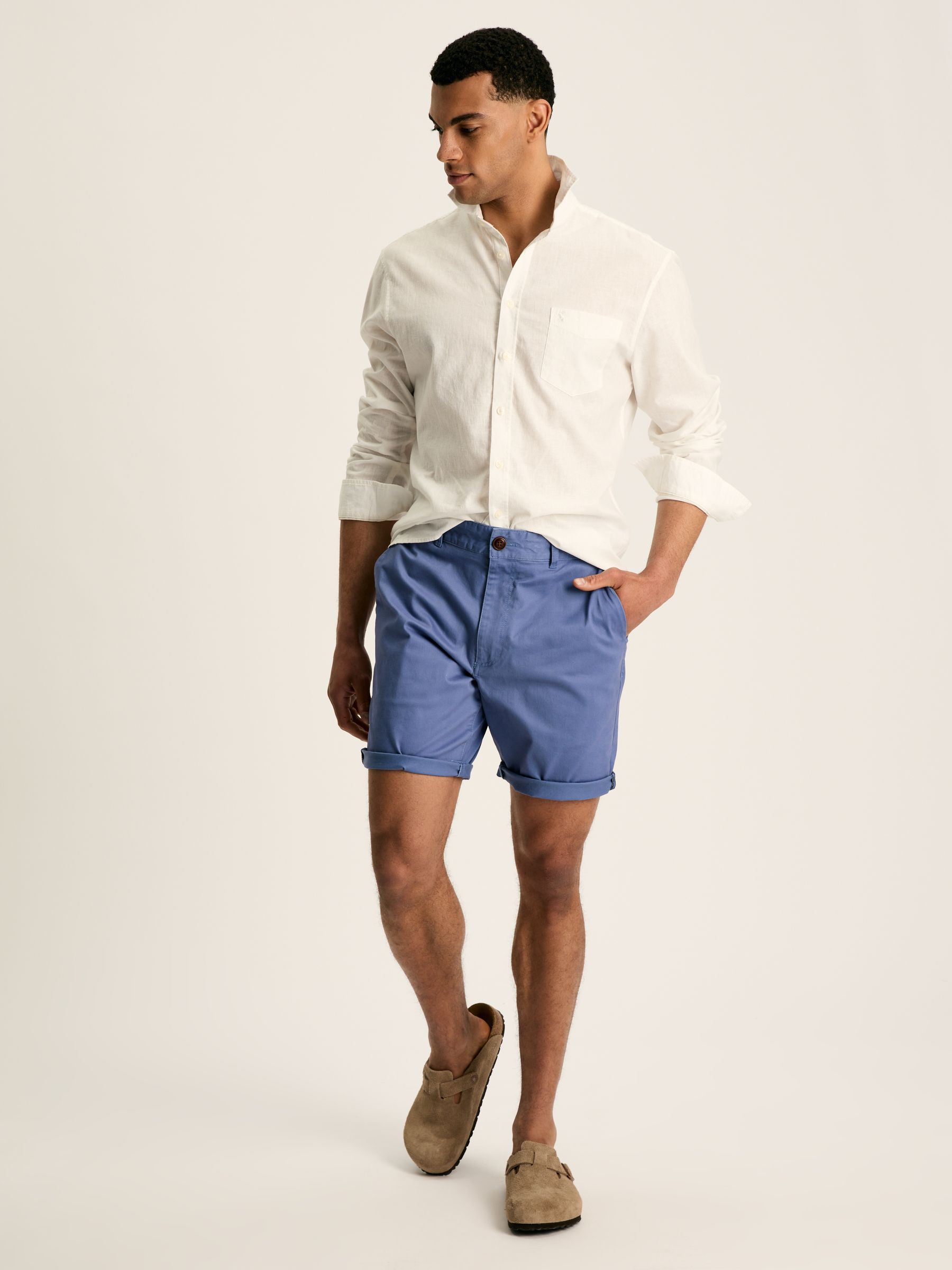 Linen Blend White Plain Long Sleeve Shirt - Image 3 of 4