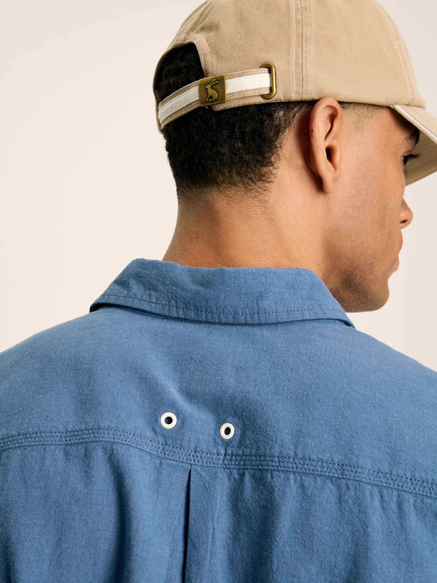 Linen Blend Blue Plain Long Sleeve Shirt - Image 2 of 7
