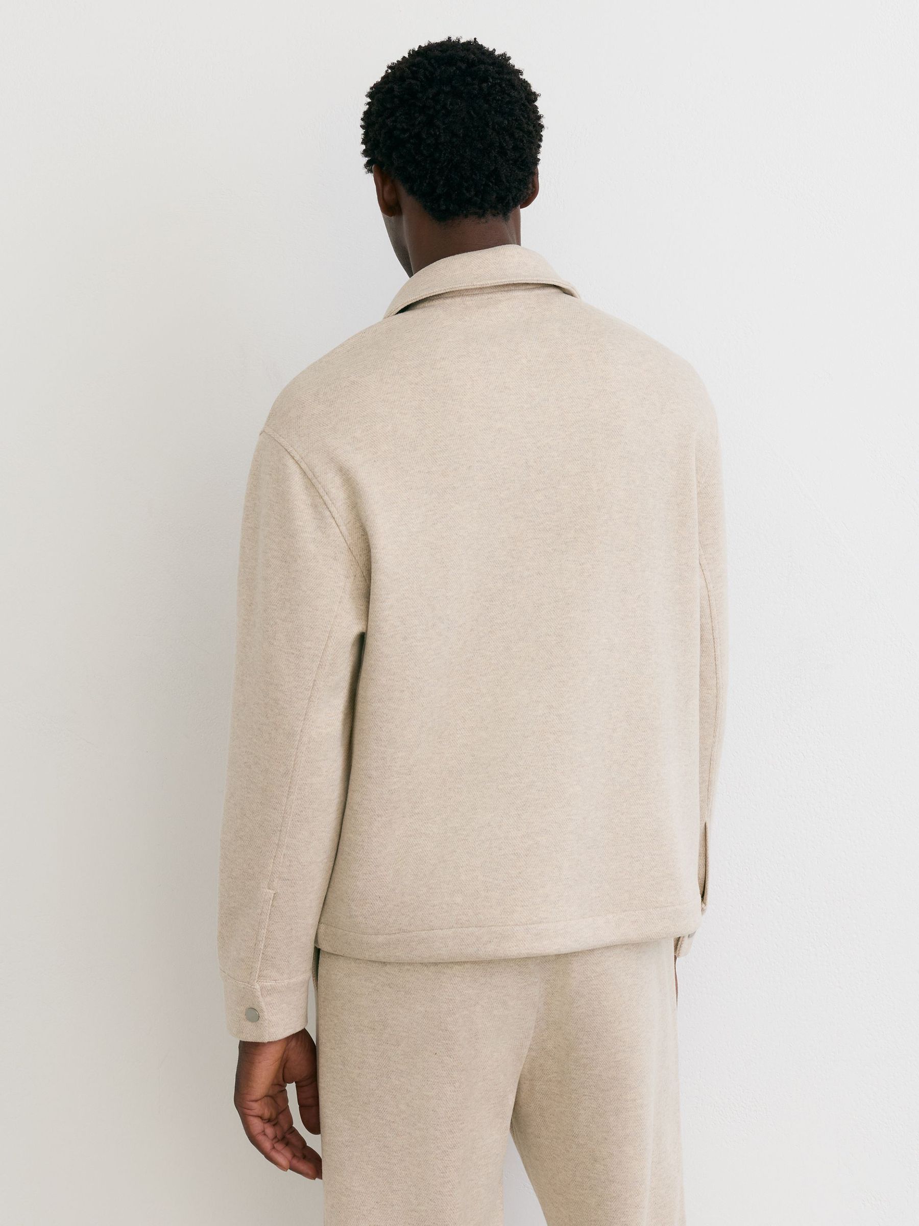Sildebensmønster med trykknapper i havregrynsmeleret polosweatshirt - Billede 7 af 8