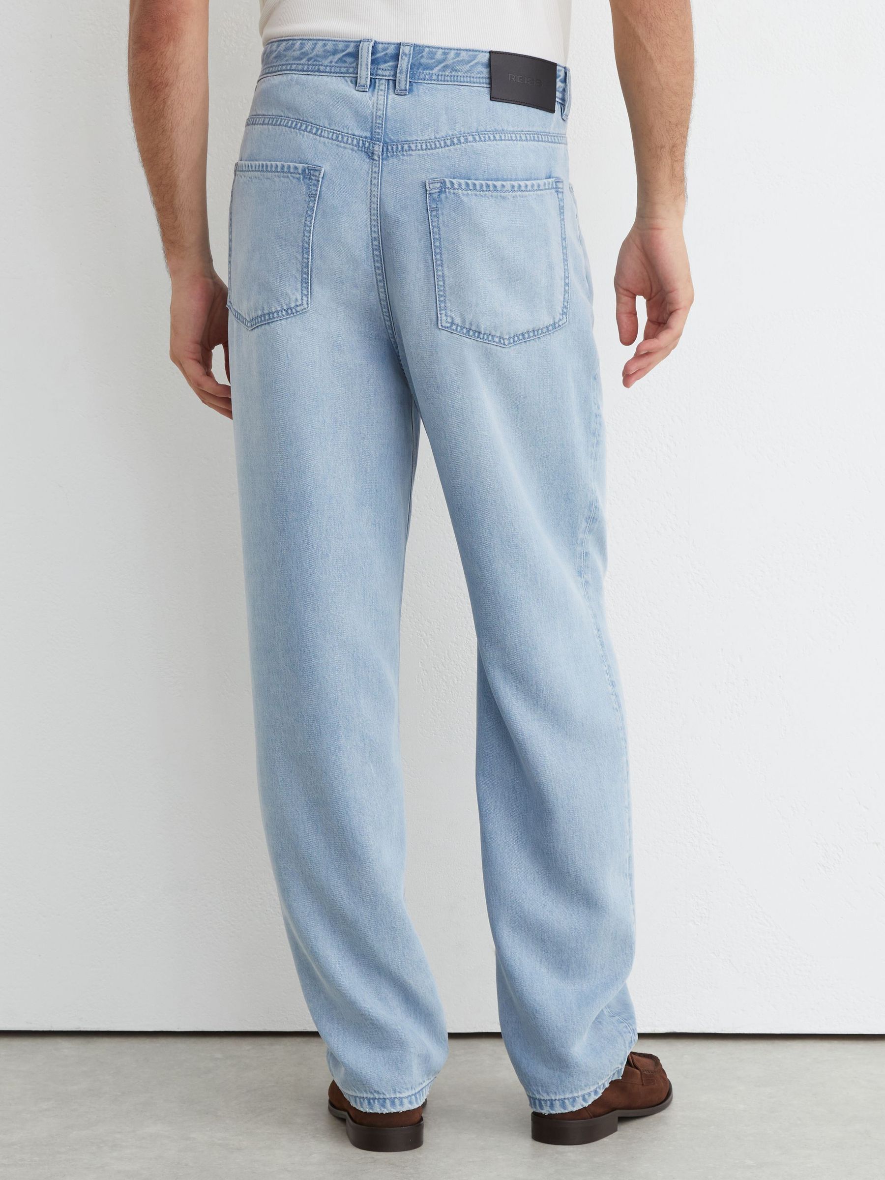 Straight-Fit Distressed Jeans in Light Wash Blue - Image 5 of 7