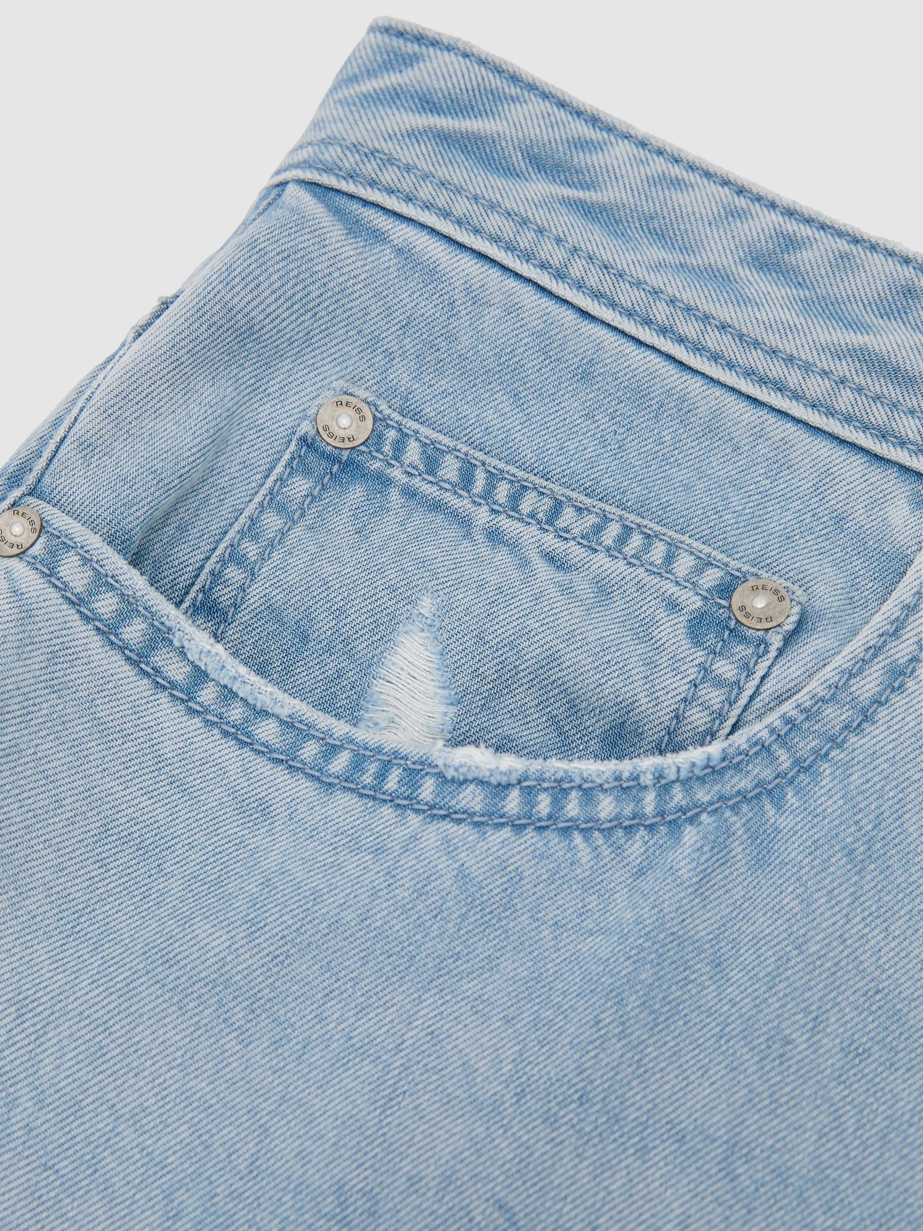 Straight-Fit Distressed Jeans in Light Wash Blue - Image 7 of 7