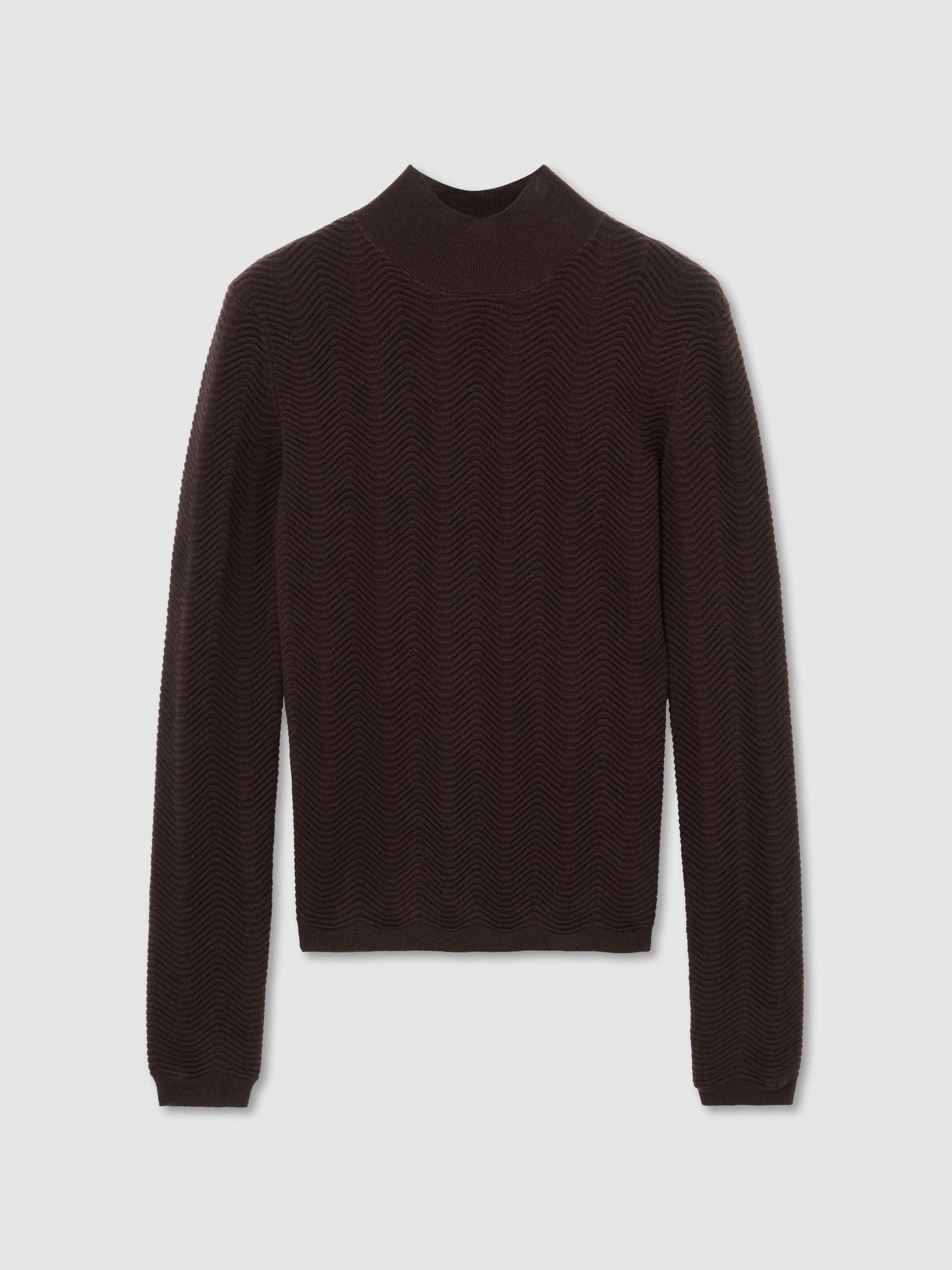 Wool-Blend Textured-Knit Top in Chocolate Brown - Image 2 of 7