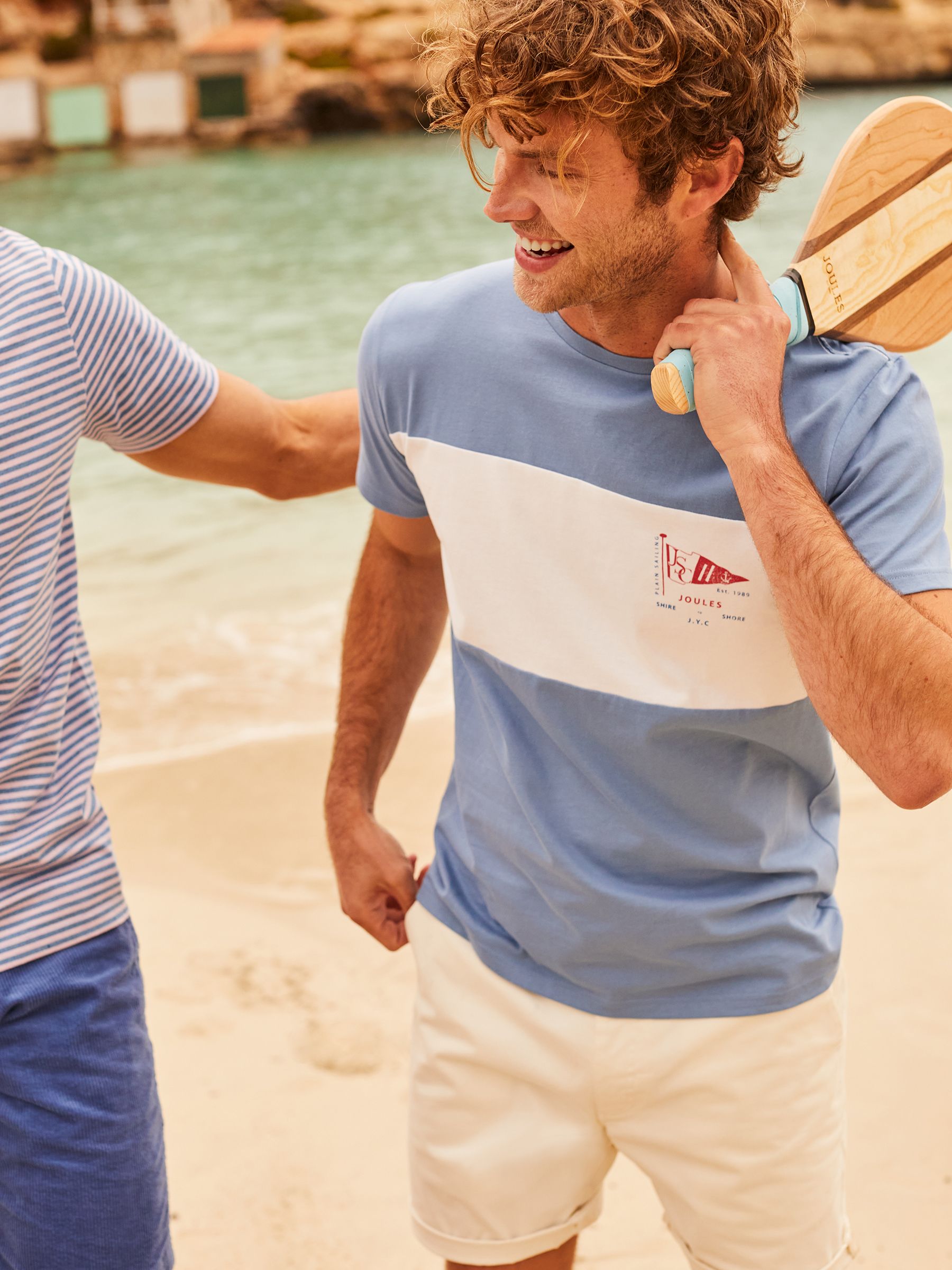 Denton Blue Colourblock Jersey Crew Neck T-Shirt - Image 1 of 7