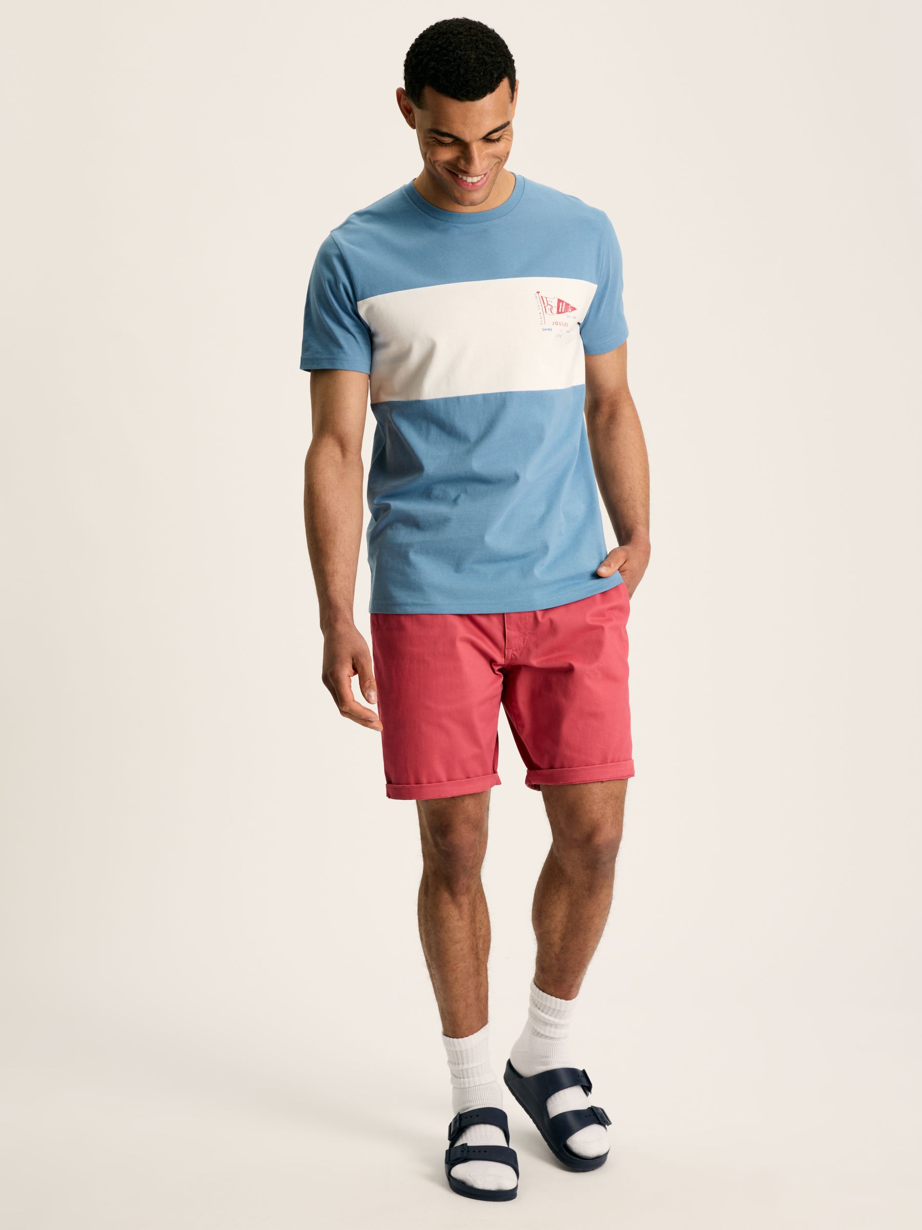 Denton Blue Colourblock Jersey Crew Neck T-Shirt - Image 4 of 7