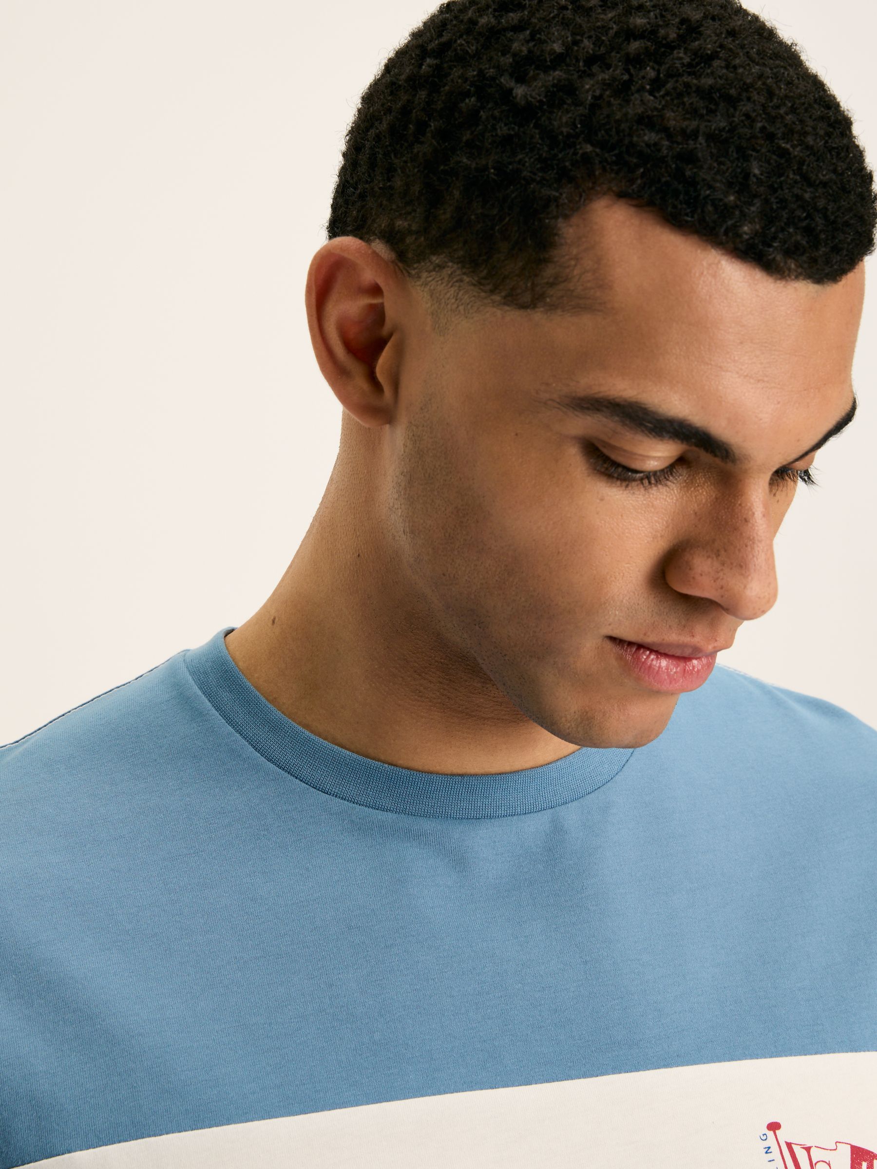 Denton Blue Colourblock Jersey Crew Neck T-Shirt - Image 5 of 7