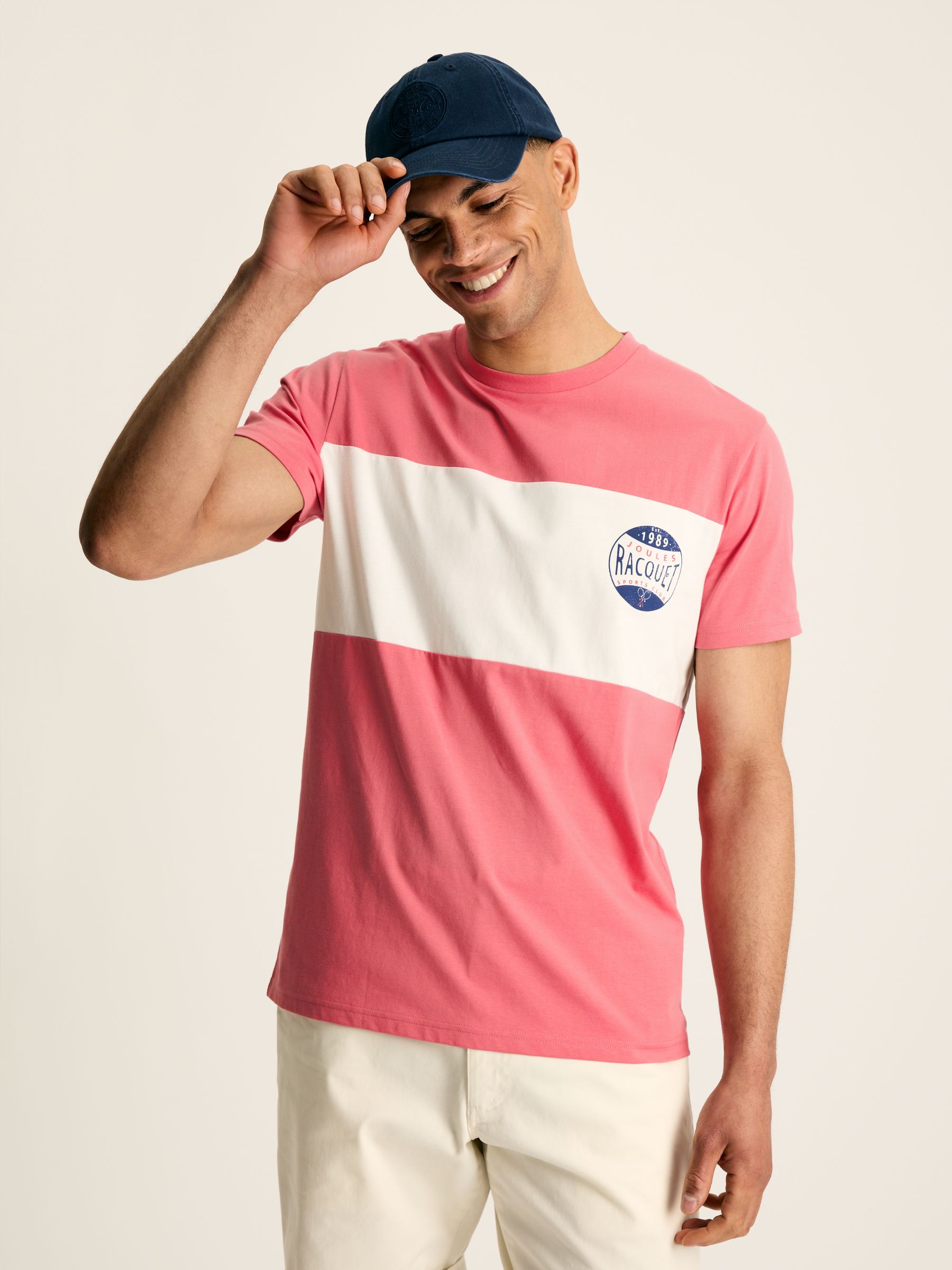 Denton Pink Colourblock Jersey Crew Neck T-Shirt - Image 1 of 6