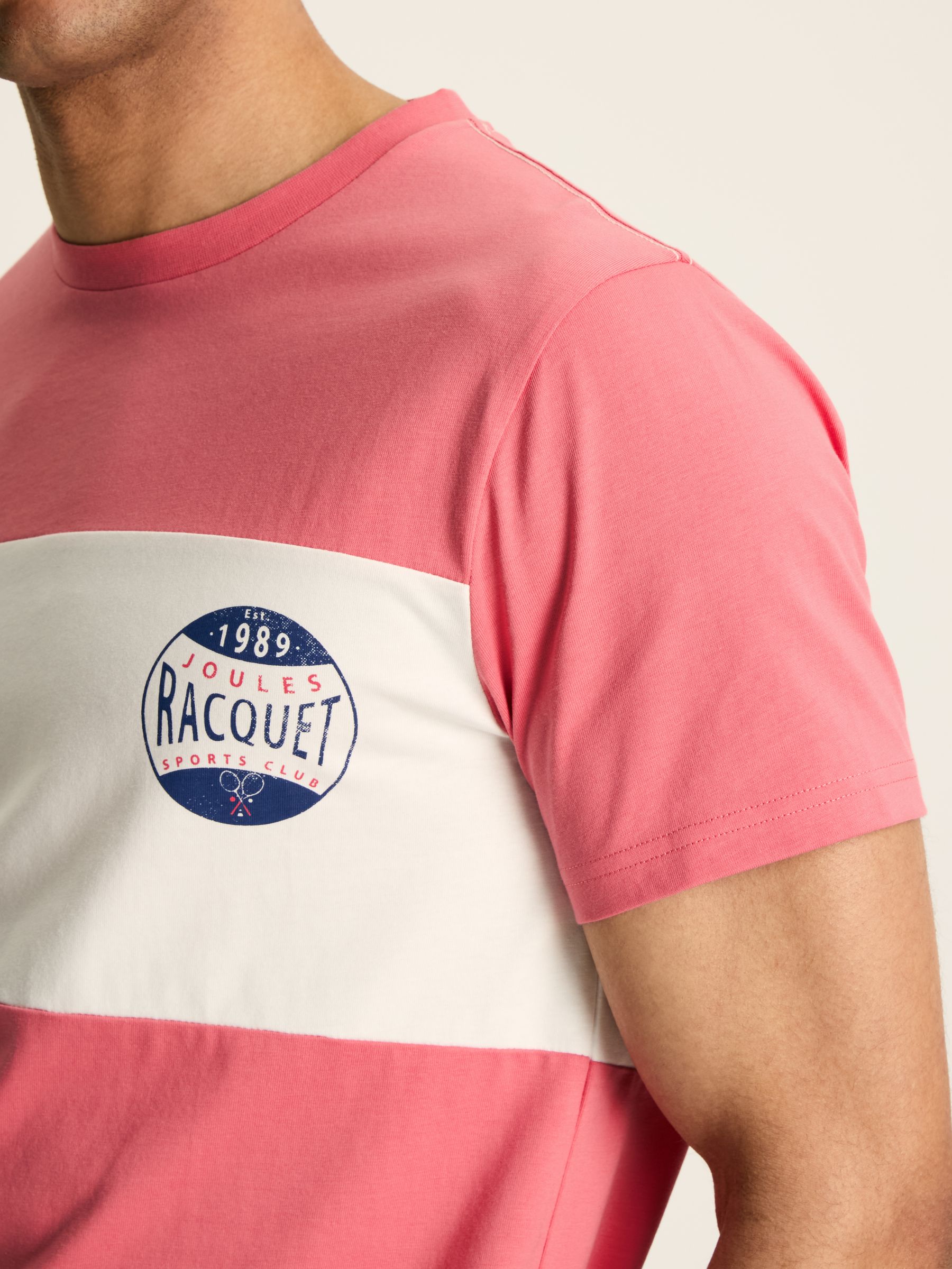 Denton Pink Colourblock Jersey Crew Neck T-Shirt - Image 5 of 6