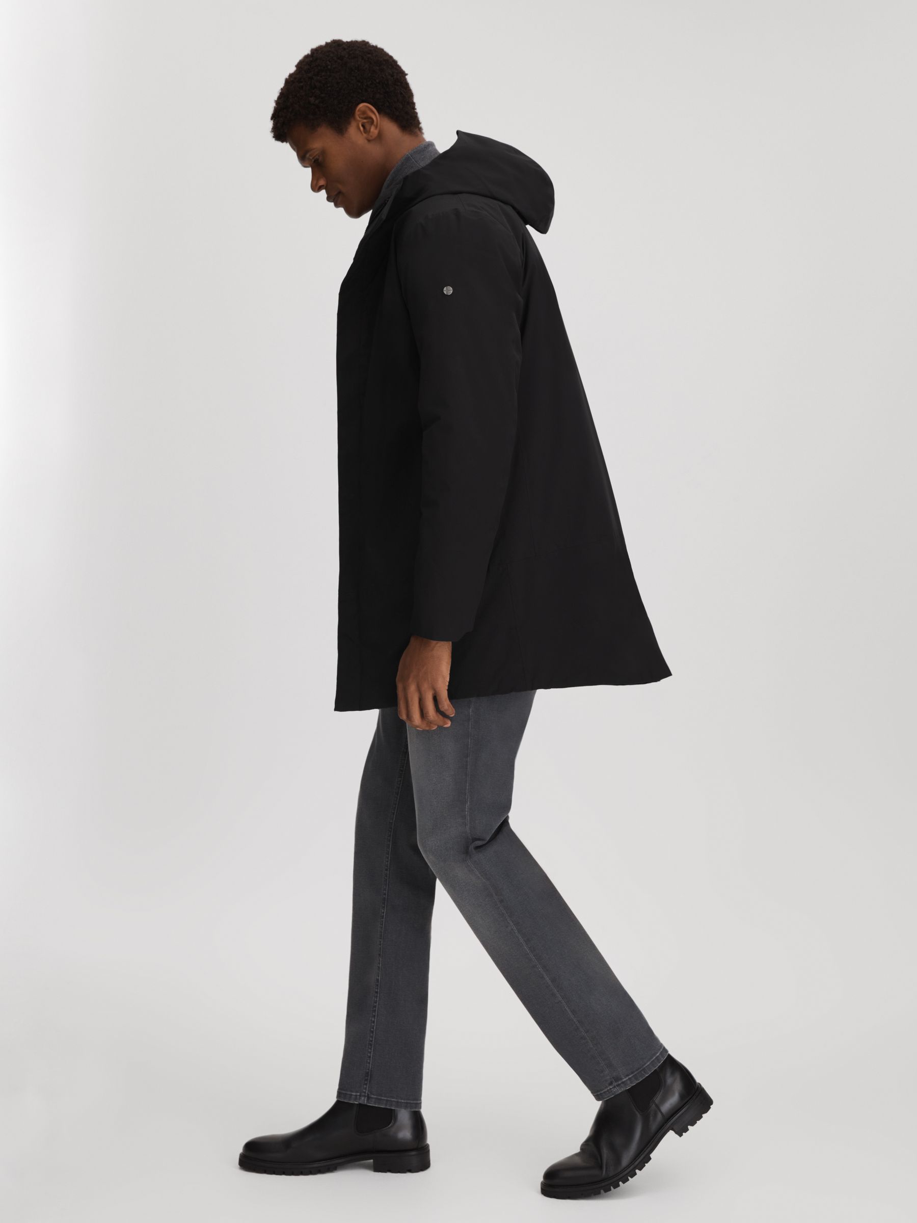Scandinavian Edition Waterproof Hooded Coat in Black - Image 3 of 7