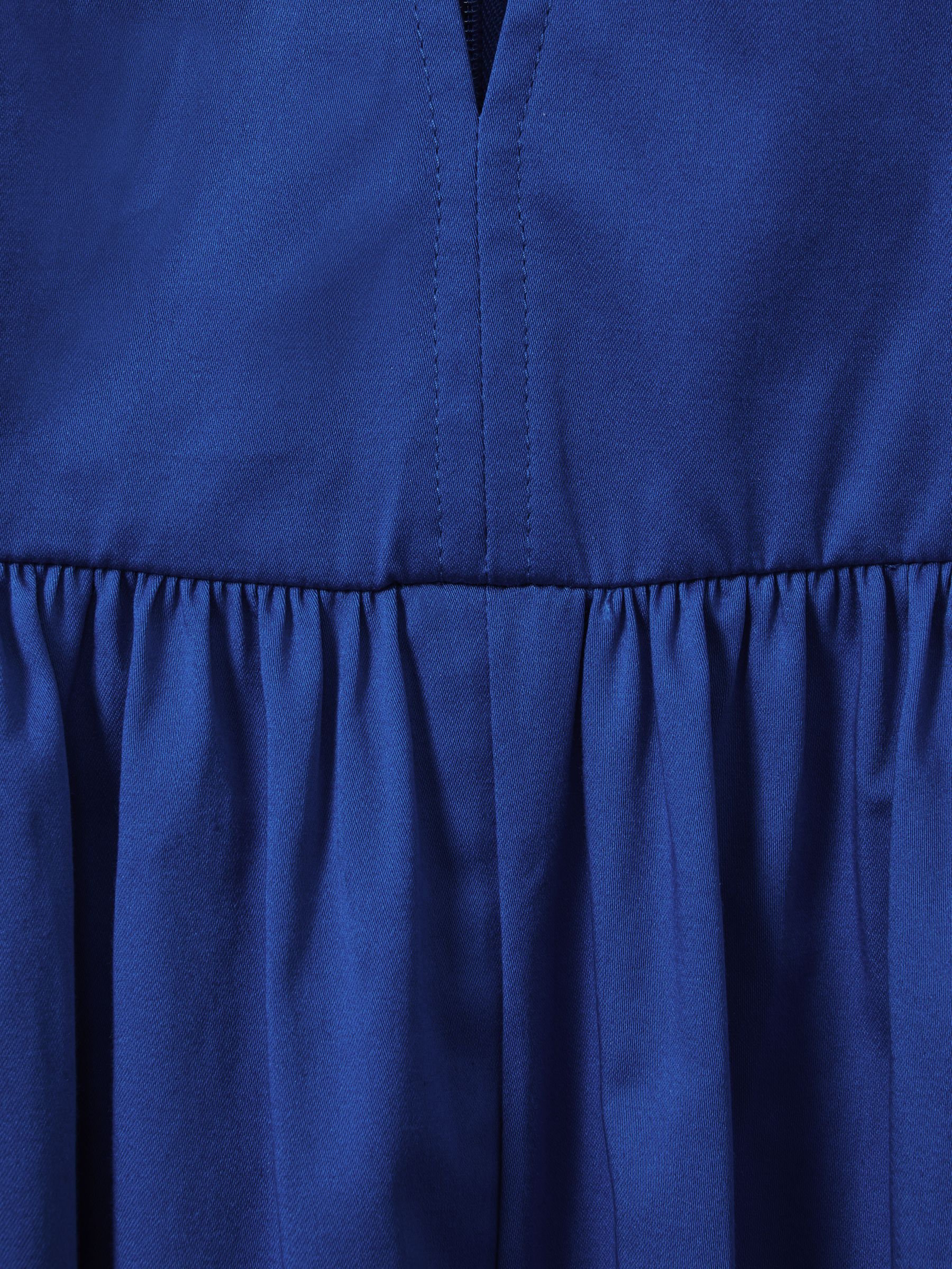 Cotton Blend High-Low Midi Dress in Cobalt Blue - Image 6 of 6