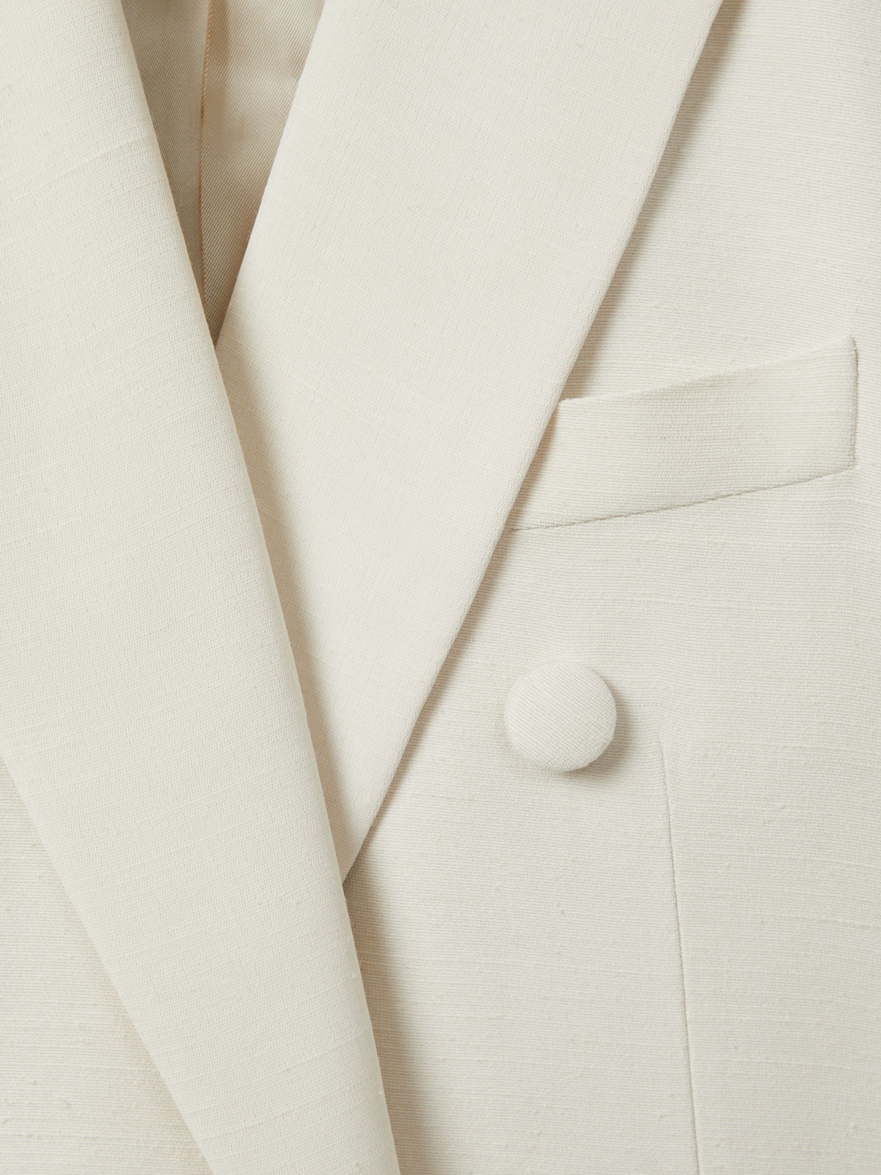 Atelier Italian Double Breasted Textured Suit Blazer with Silk in White - Image 6 of 6