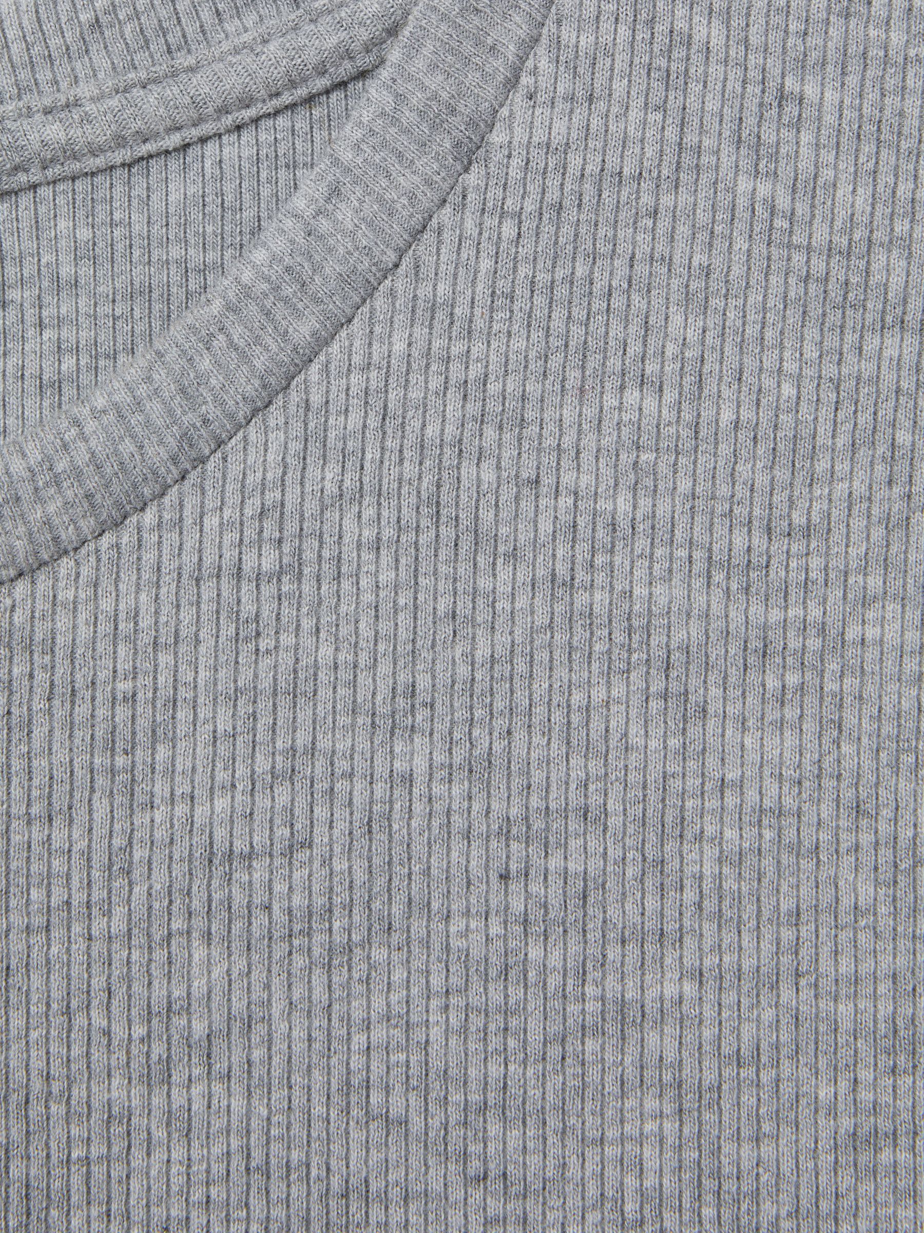 Cotton Blend Scoop Neck T-Shirt in Grey Marl - Image 5 of 5