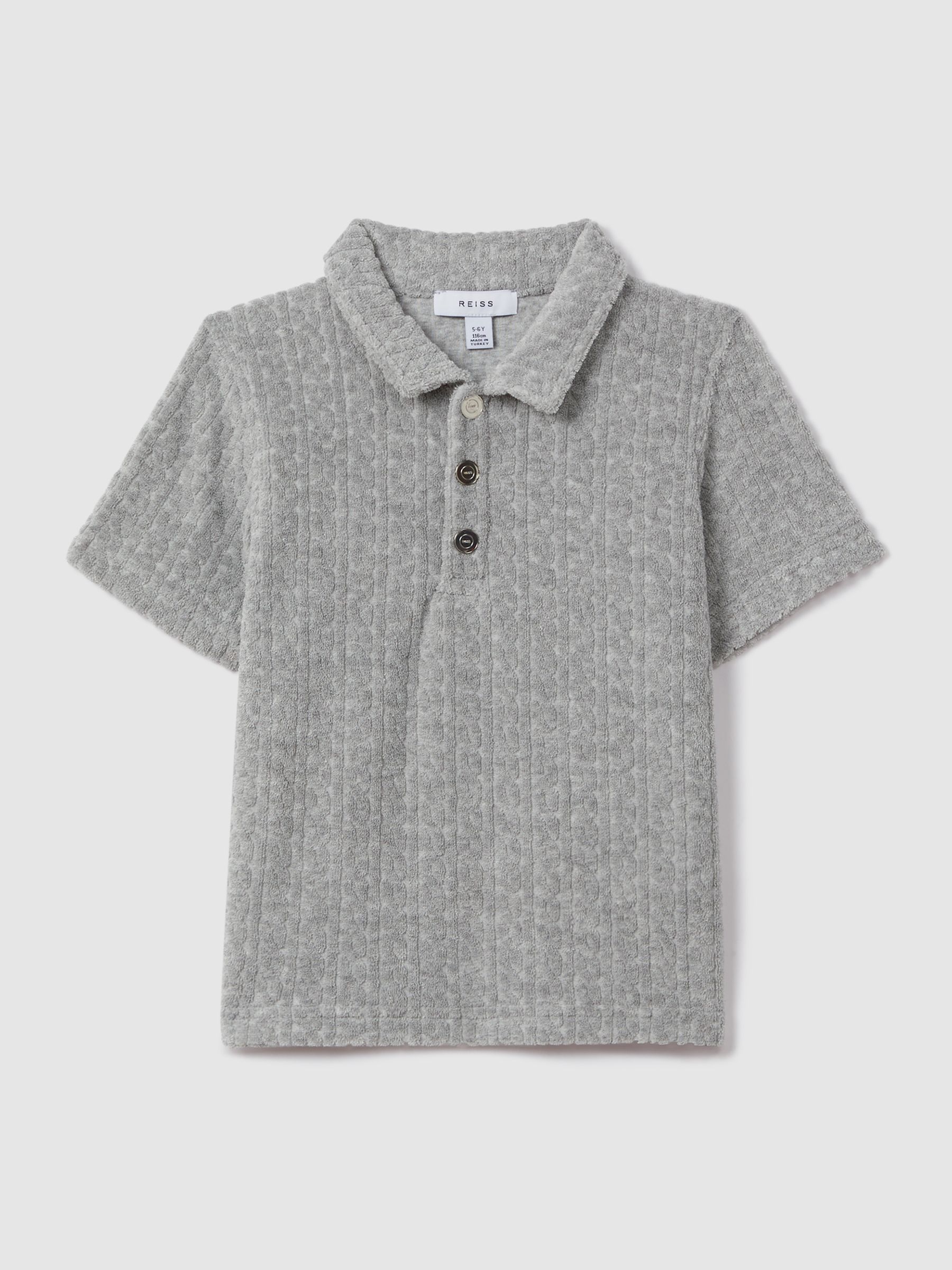 Junior Towelling Polo Shirt in Soft Grey - Image 2 of 4