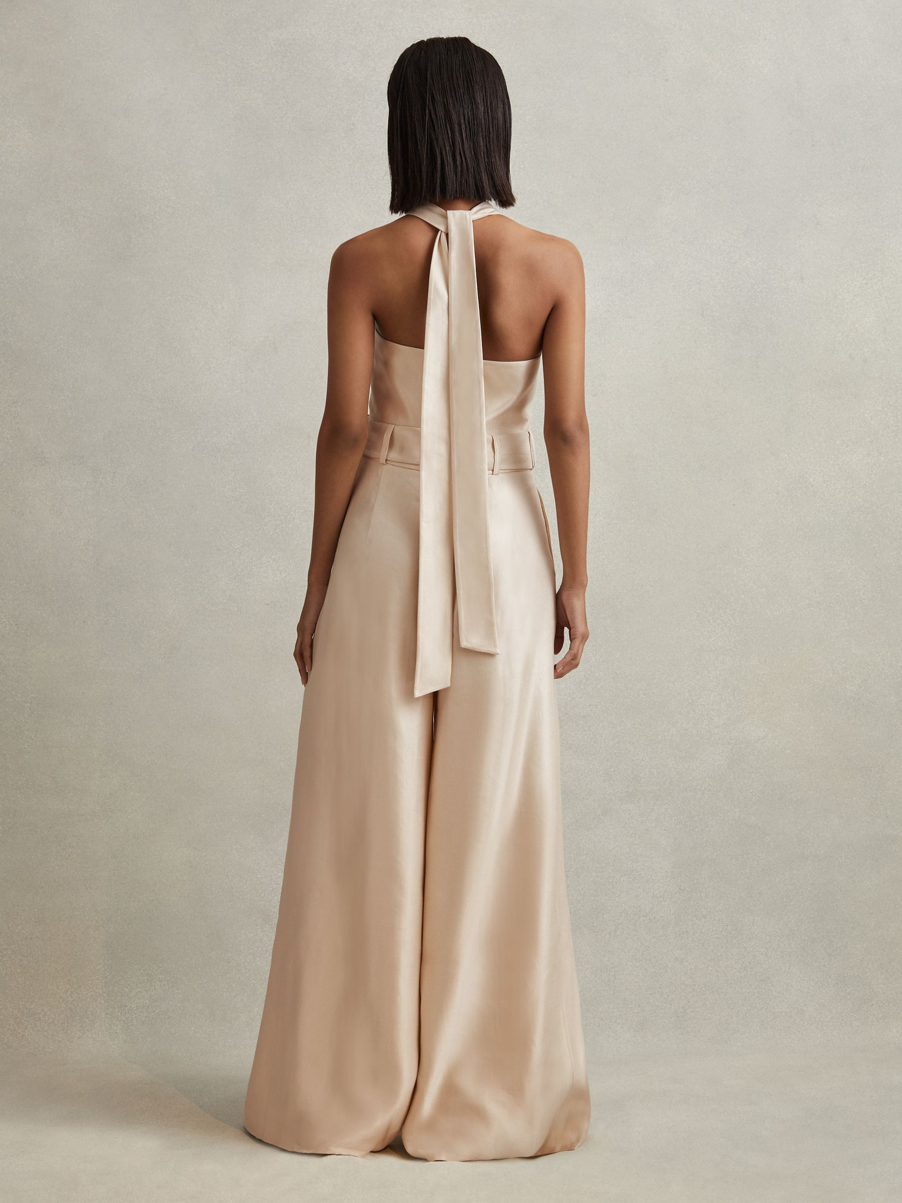 Viscose Linen Wide Leg Jumpsuit in Neutral - Image 6 of 6