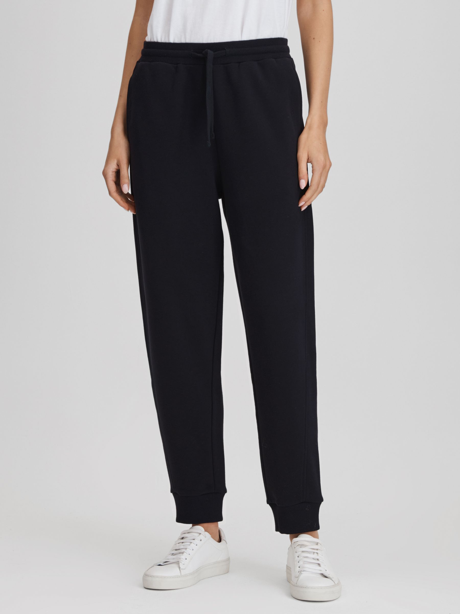 Cotton Blend Drawstring Joggers in Navy - Image 1 of 1