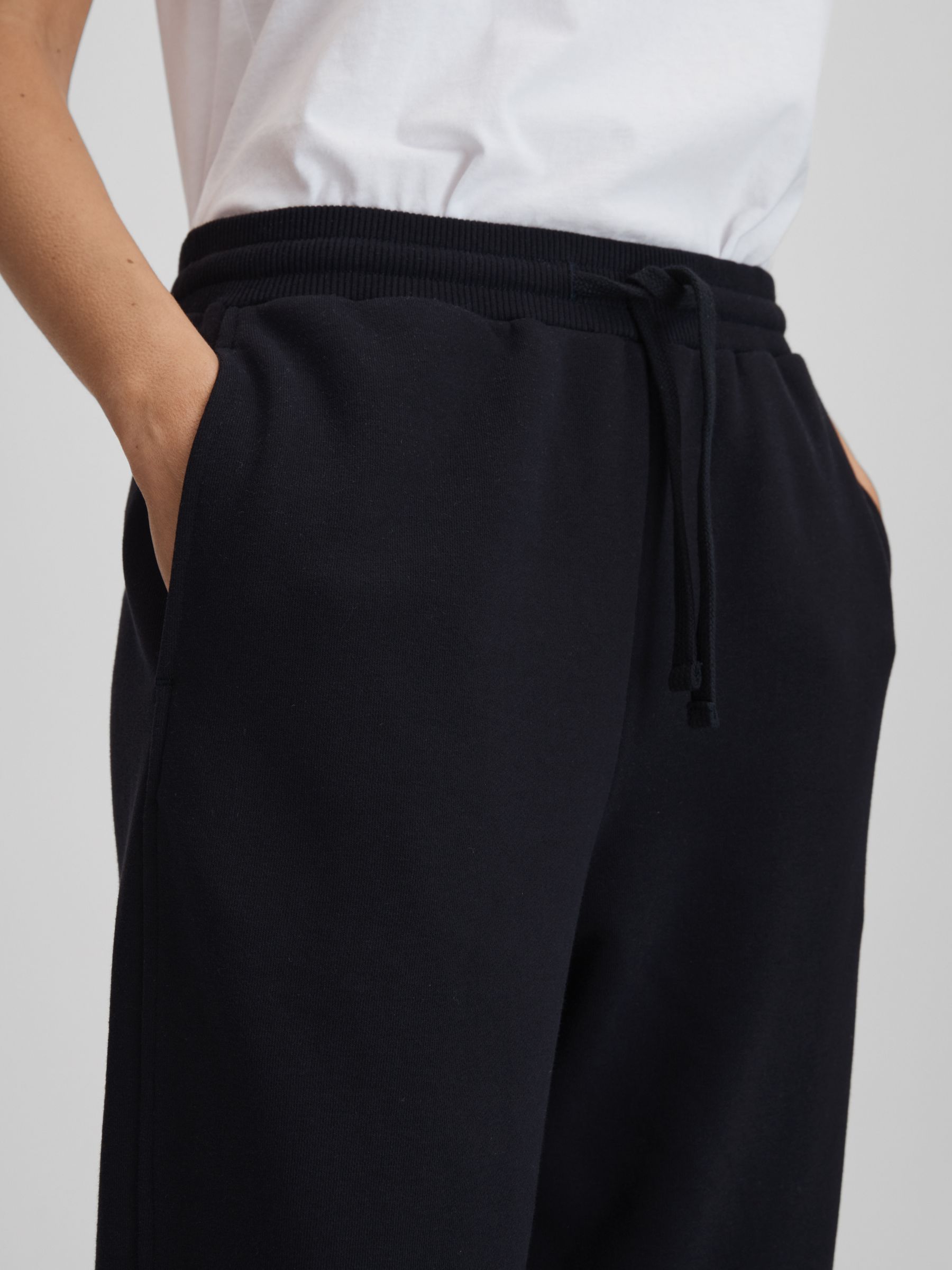 Cotton Blend Drawstring Joggers in Navy - Image 4 of 5